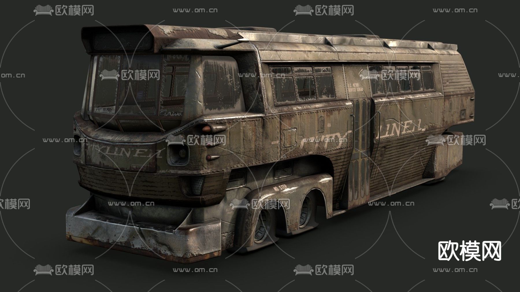 工业风公交车 报废车 汽车3d模型下载