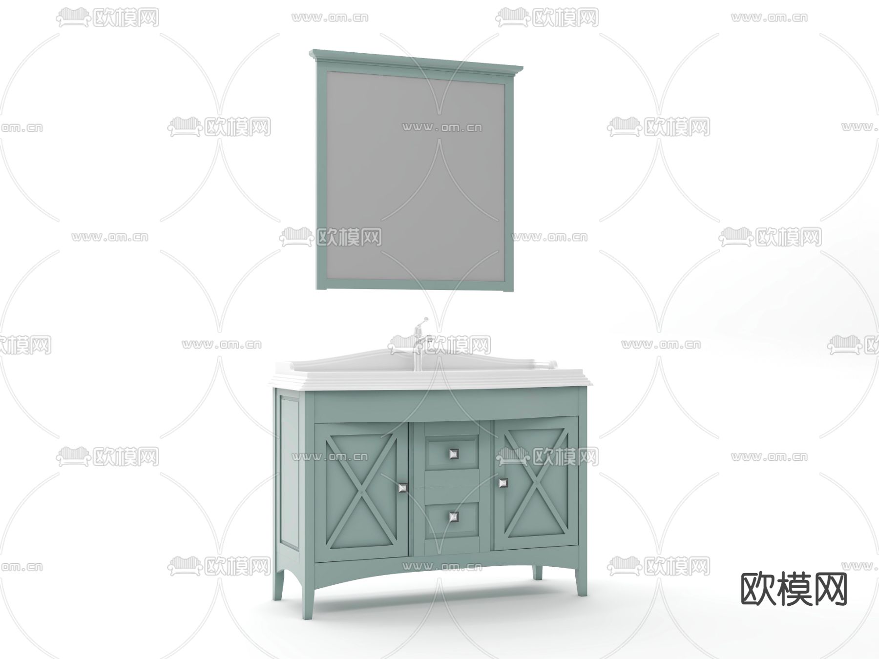 美式台盆 浴室柜3d模型下载