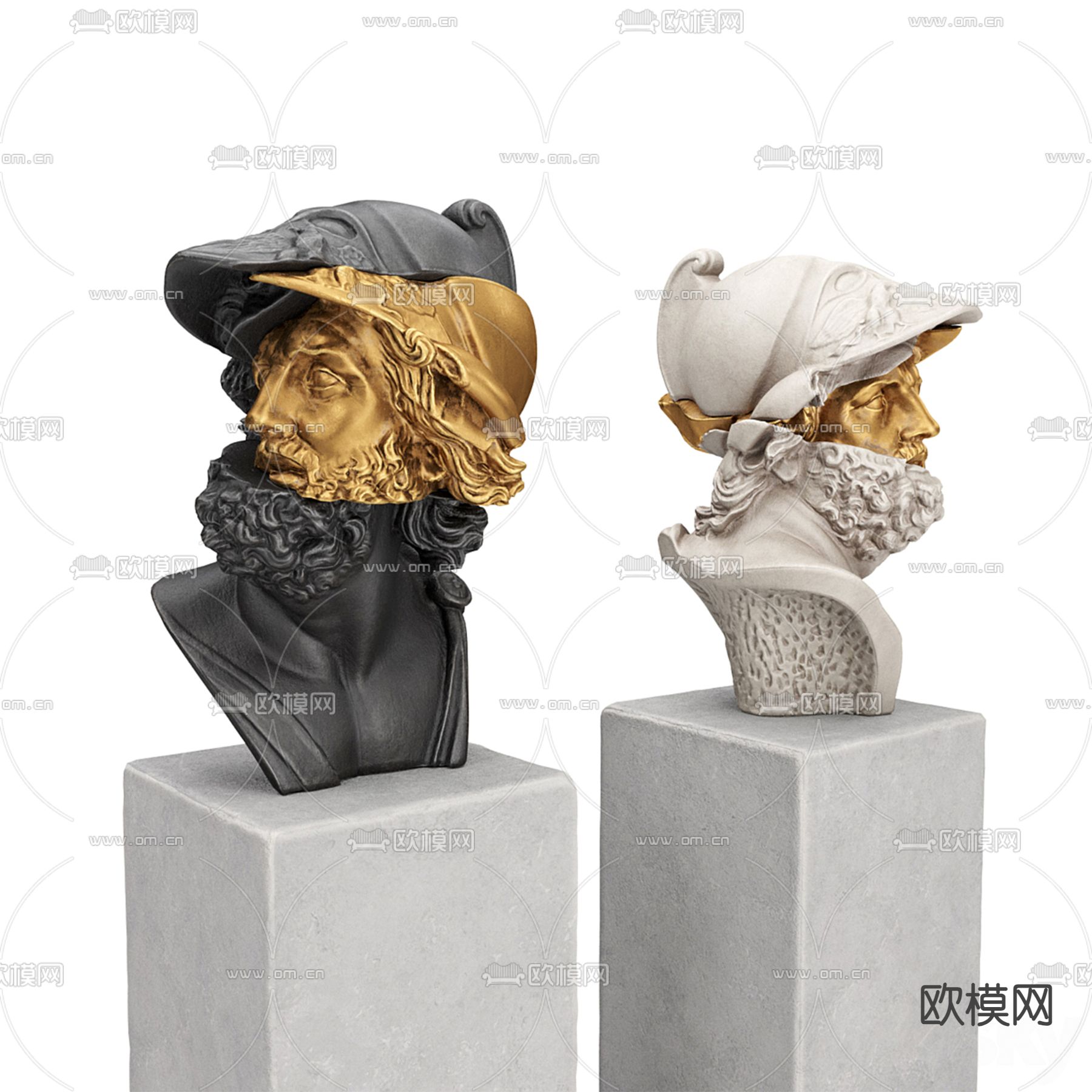 欧式人头雕塑 人物雕塑3d模型下载（渲染图2）