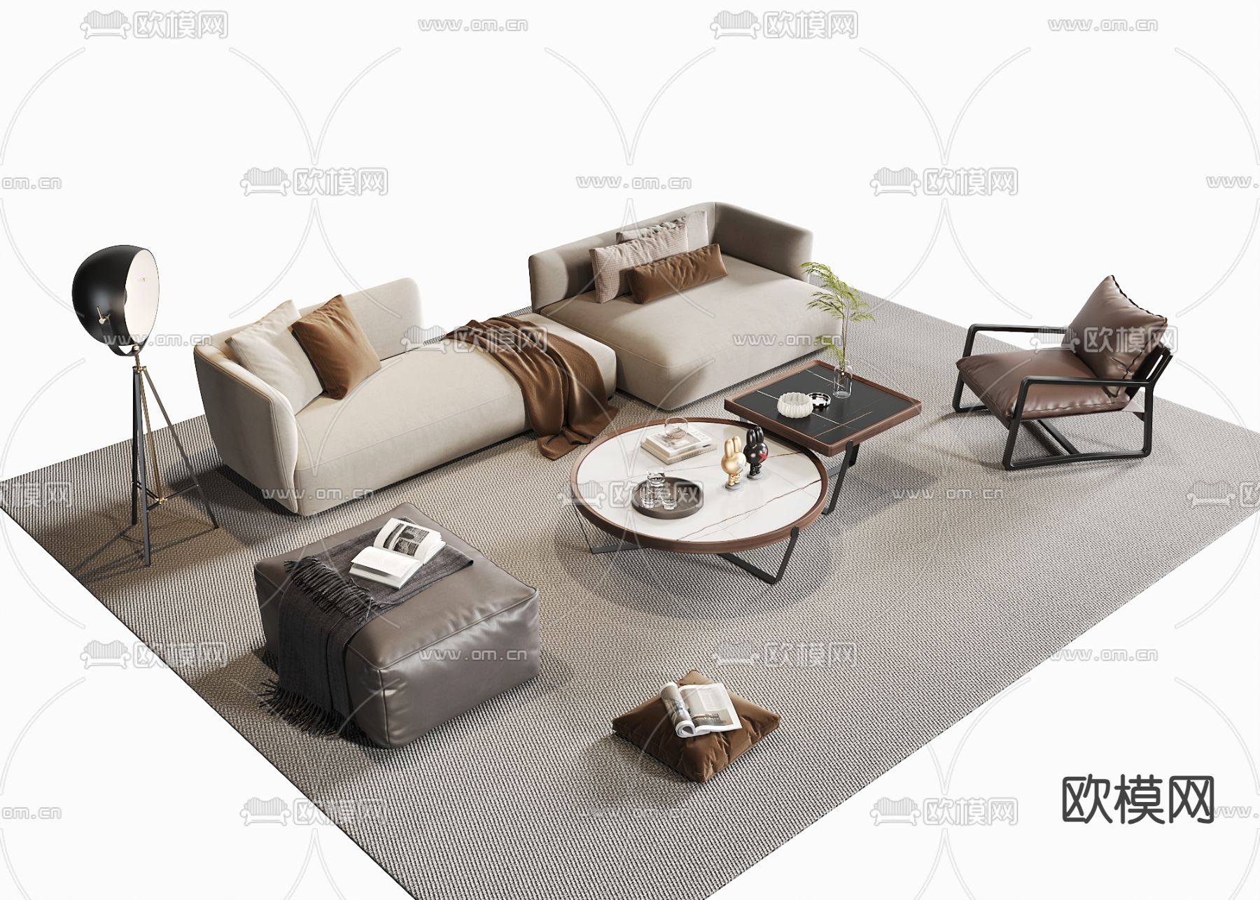 软体沙发 组合沙发3d模型下载