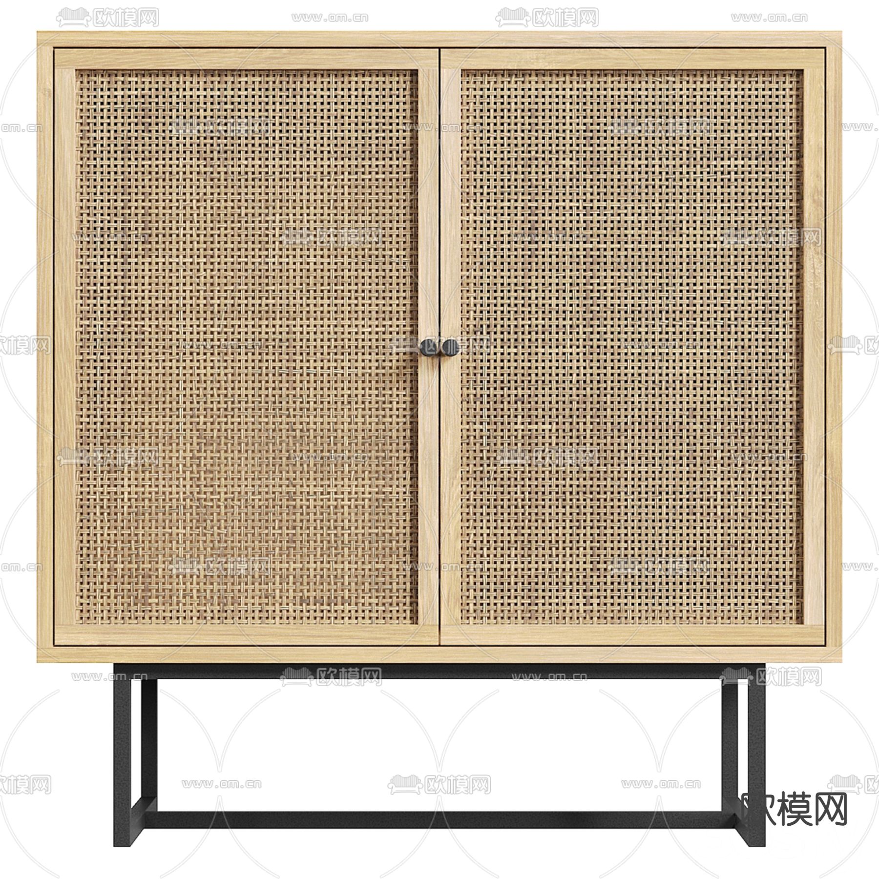 Bay Isle Home中式藤编柜 边柜3d模型下载（渲染图2）