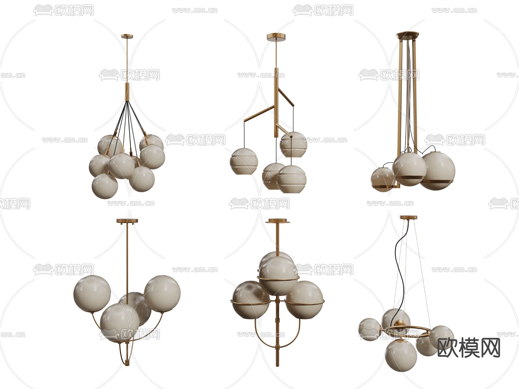 球形吊灯 玻璃球吊灯 轻奢艺术灯3d模型下载