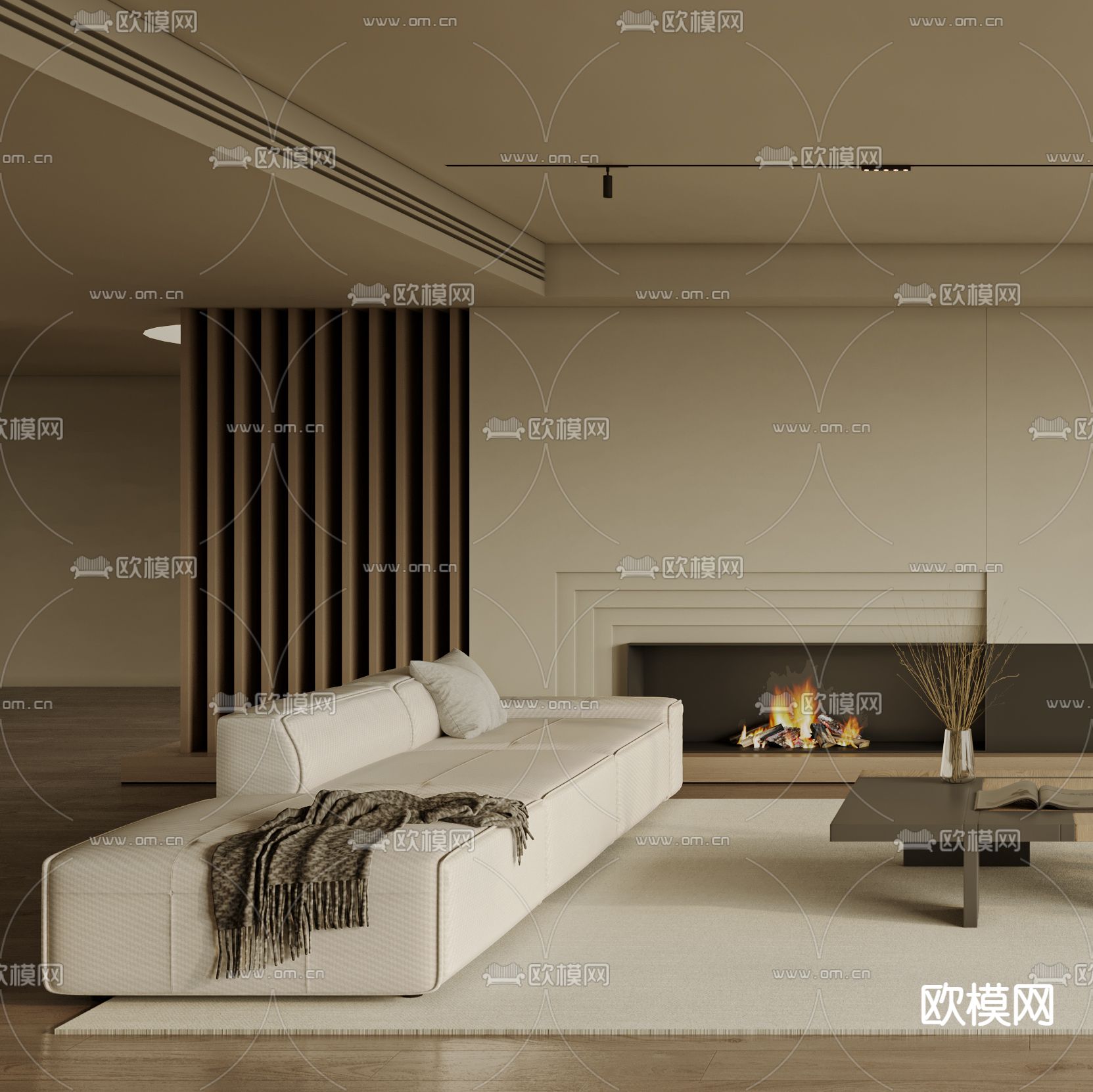 现代客厅3d模型下载（渲染图2）