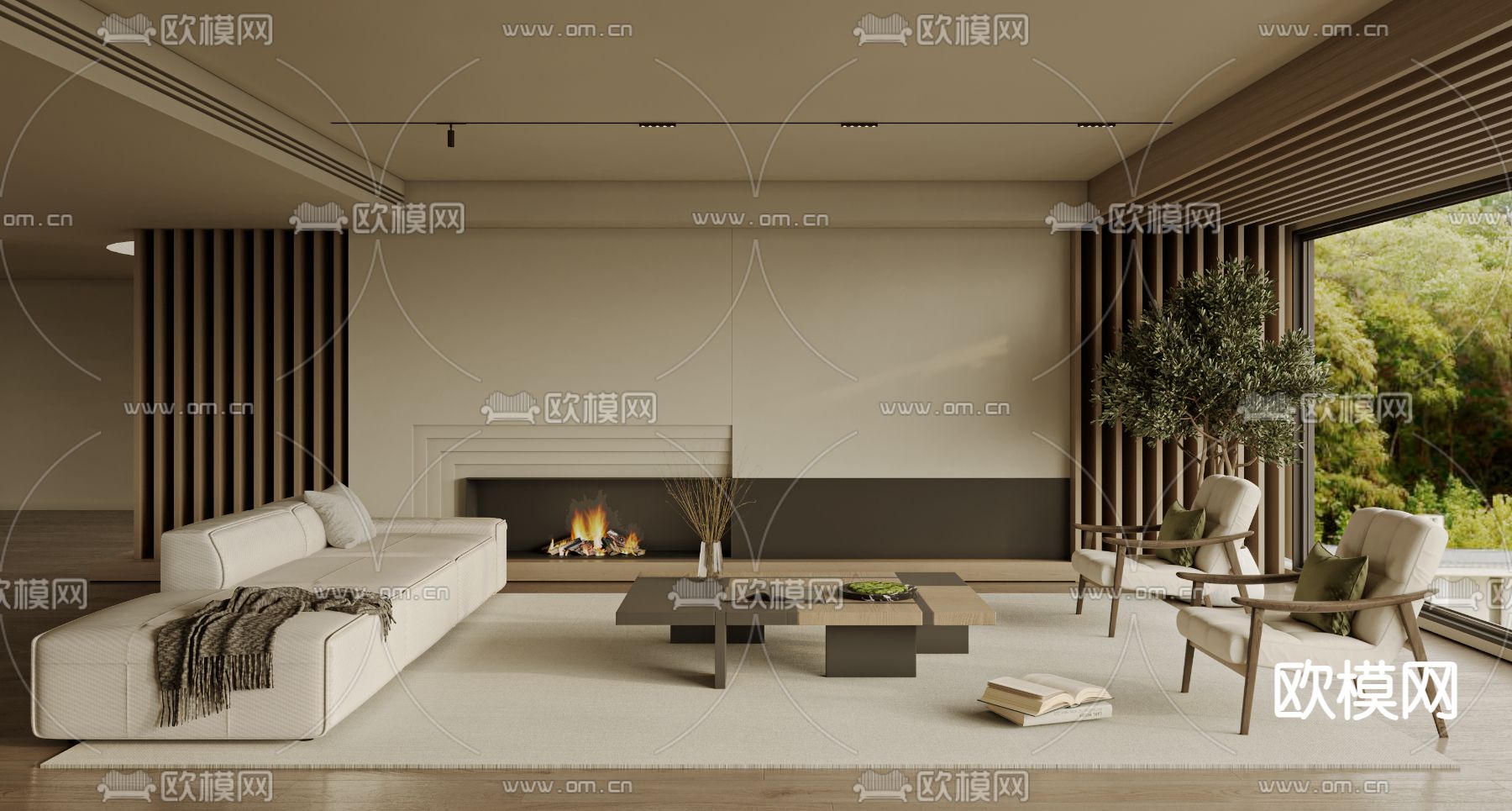 现代客厅3d模型下载（渲染图1）