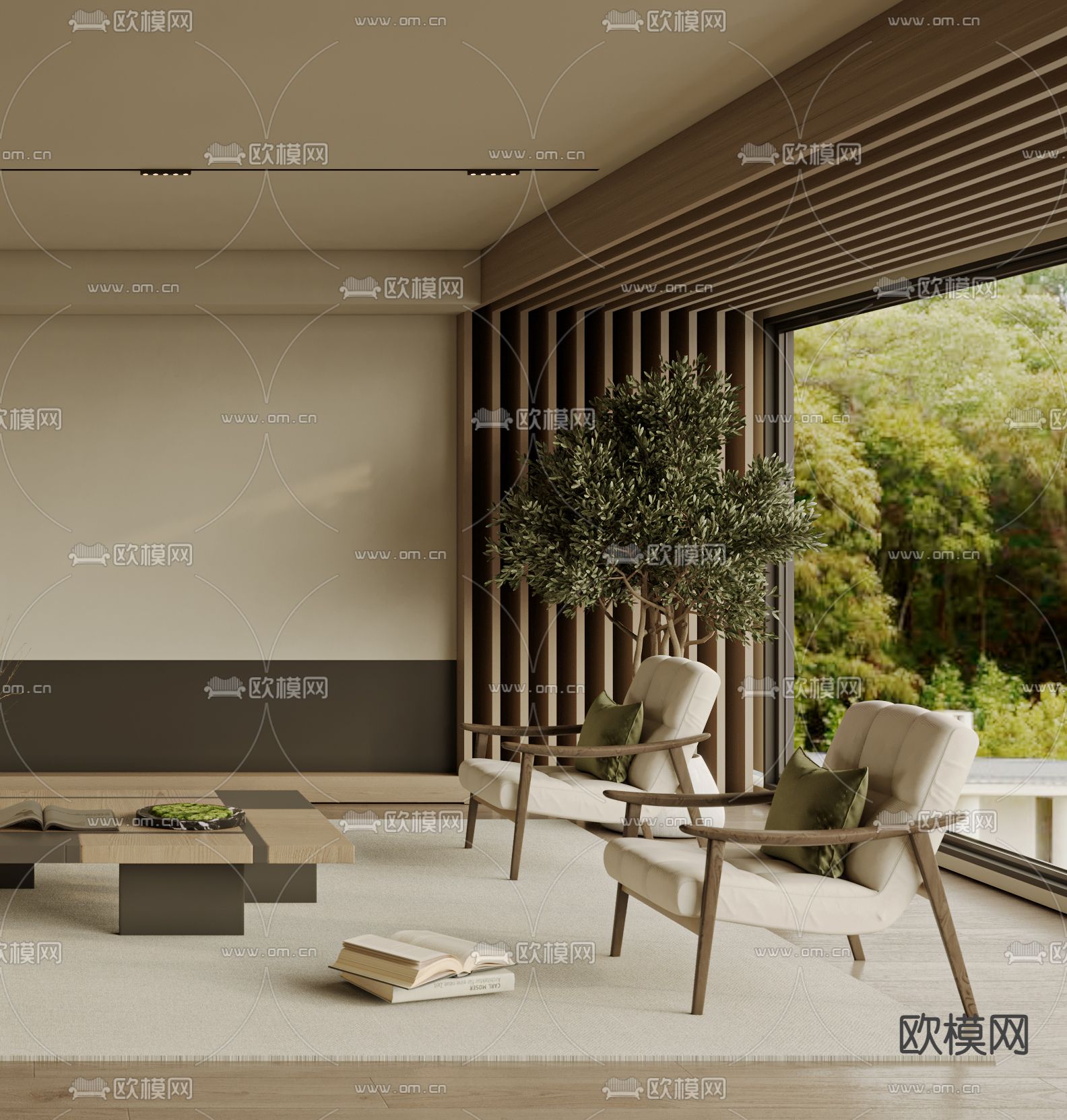 现代客厅3d模型下载（渲染图4）