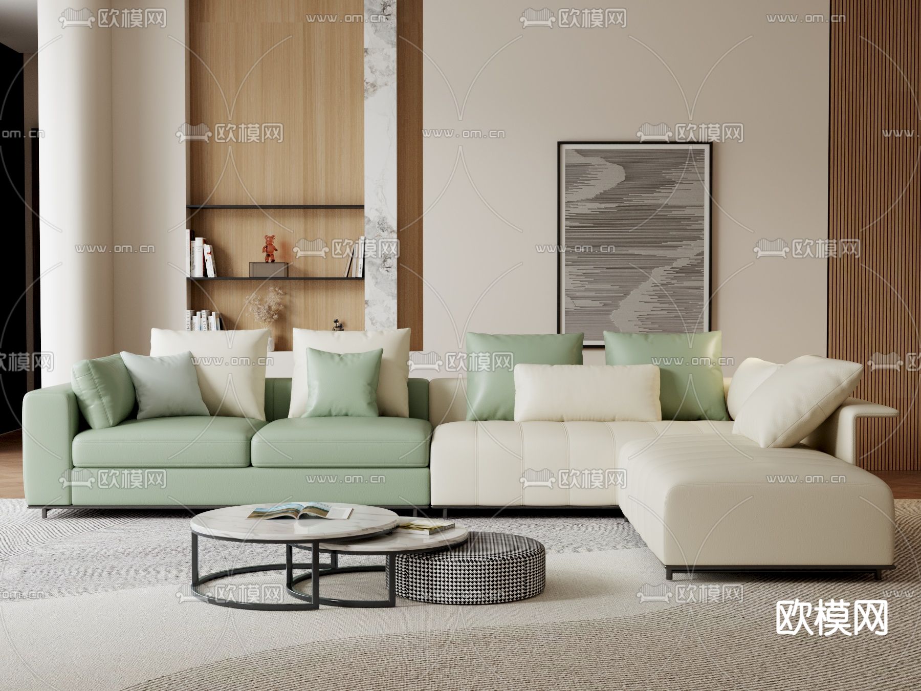 转角沙发 组合沙发3d模型下载（渲染图1）