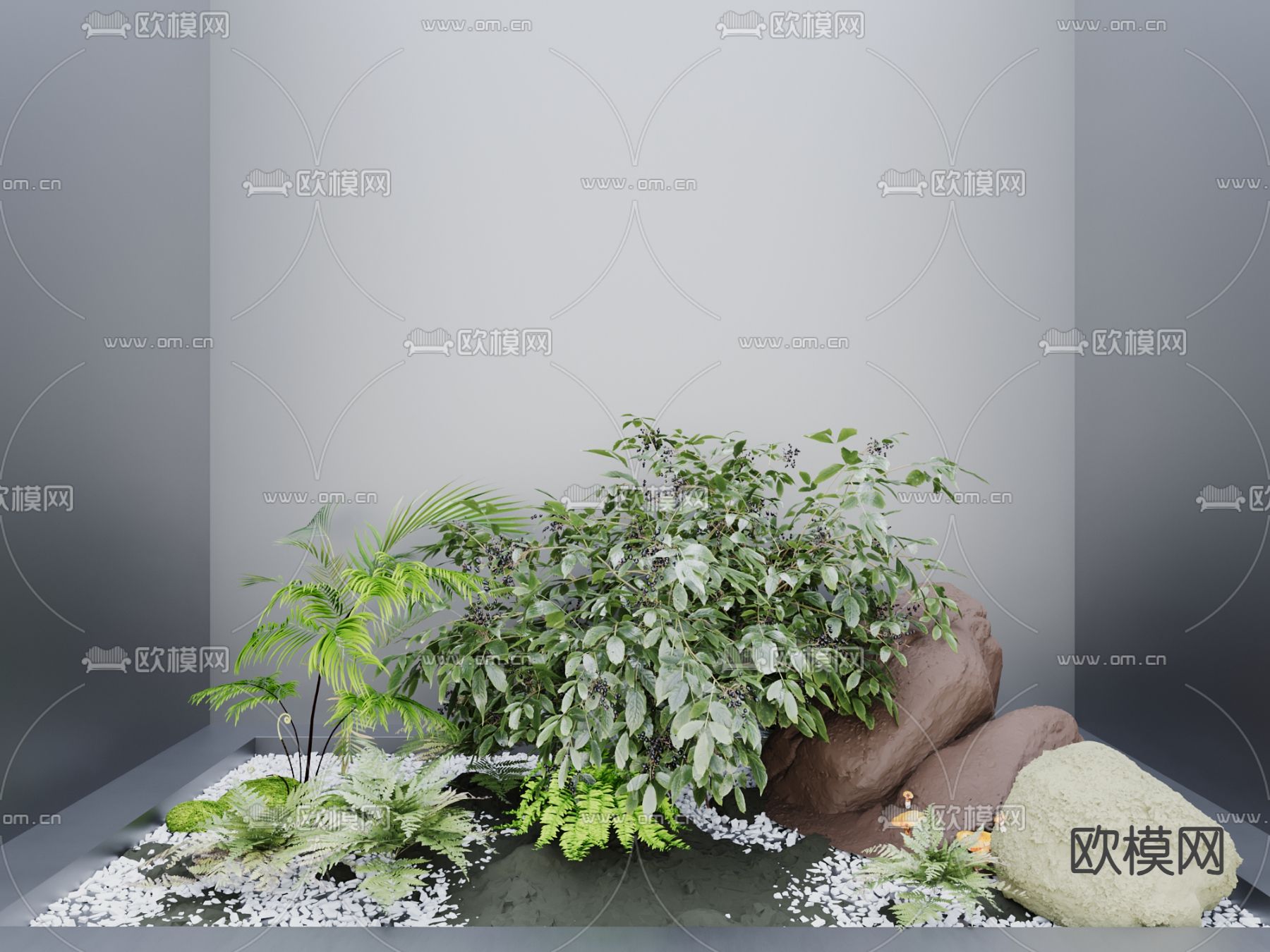 植物堆 采光井 室内造景3d模型下载