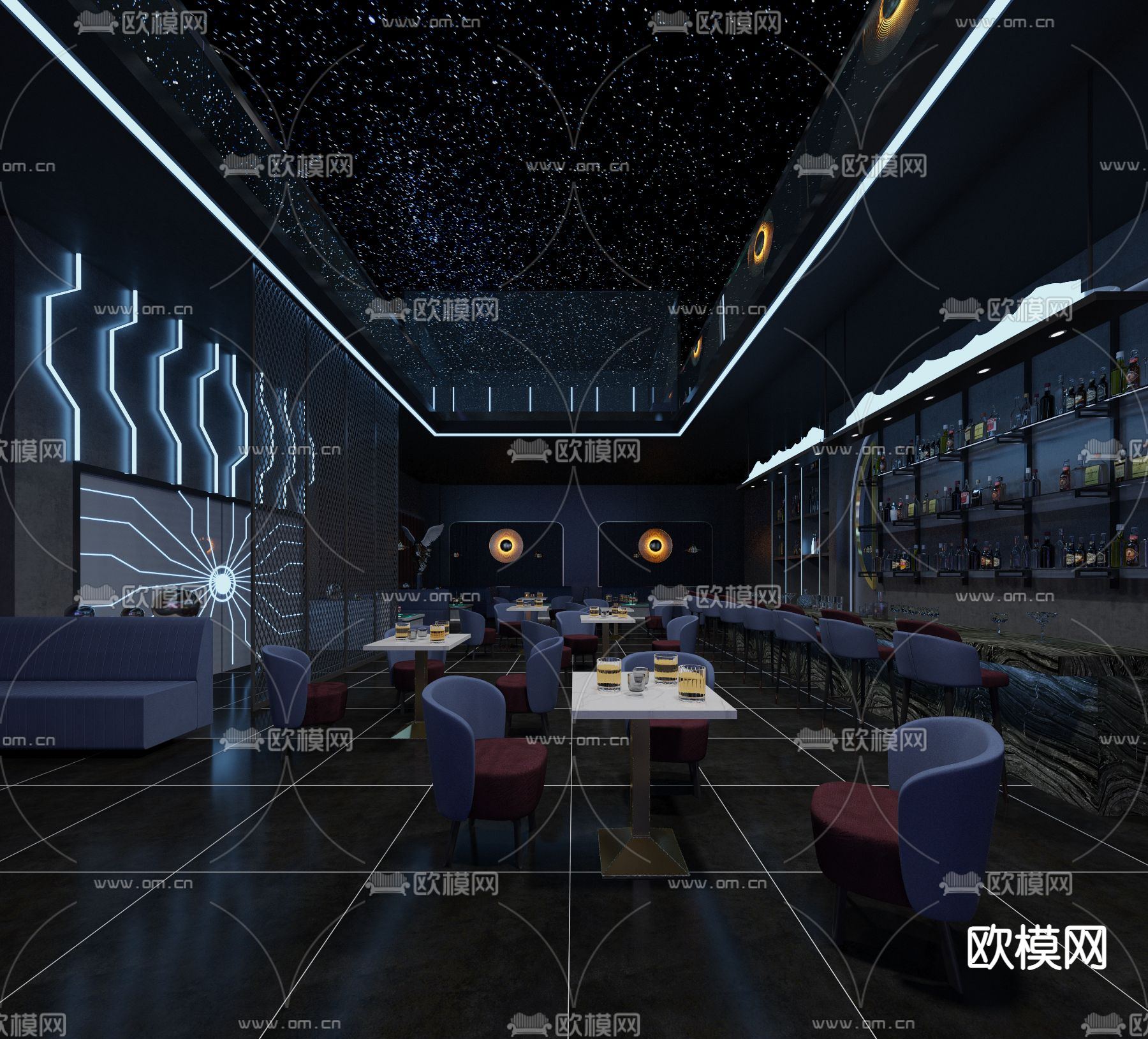 现代酒吧 清吧3d模型下载（渲染图3）
