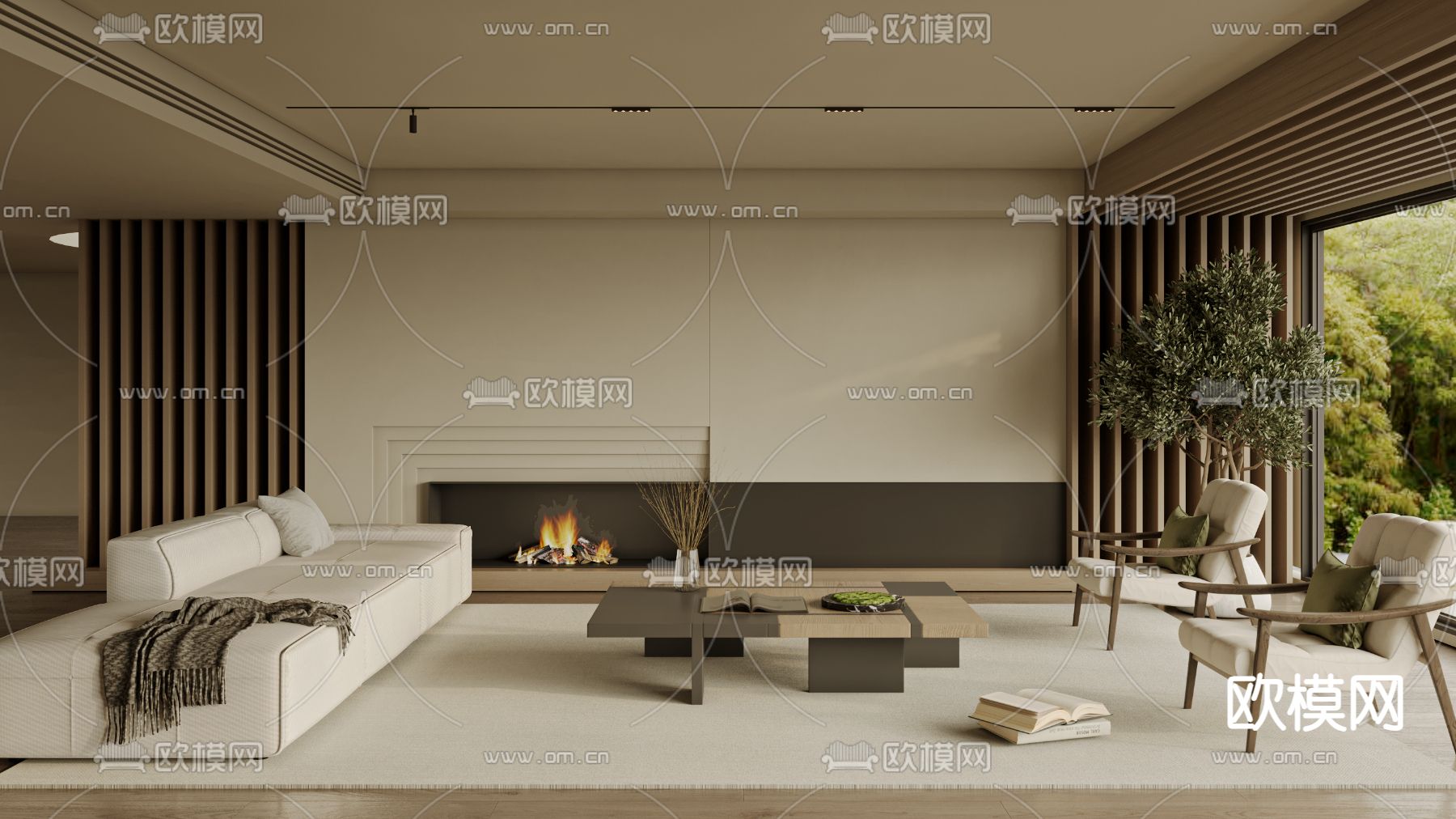 现代客厅3d模型下载（渲染图3）