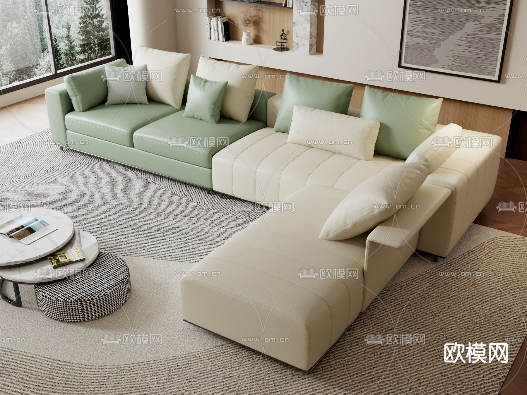 转角沙发 组合沙发3d模型下载（渲染图3）