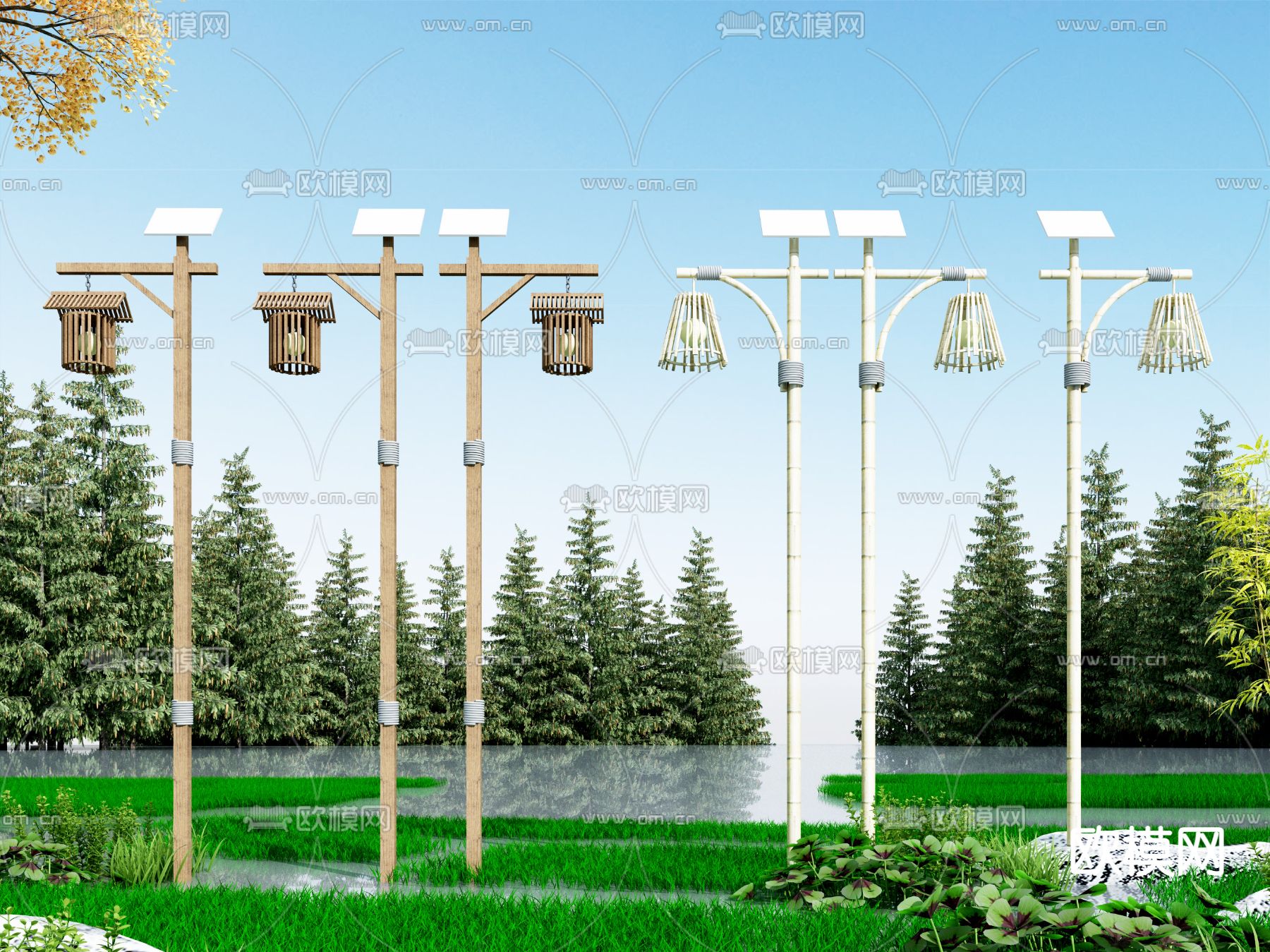 中式户外灯 路灯3d模型下载