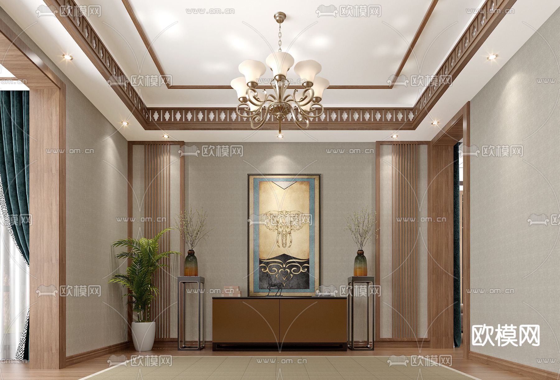 东南亚卧室 主卧 主人房3d模型下载（渲染图2）