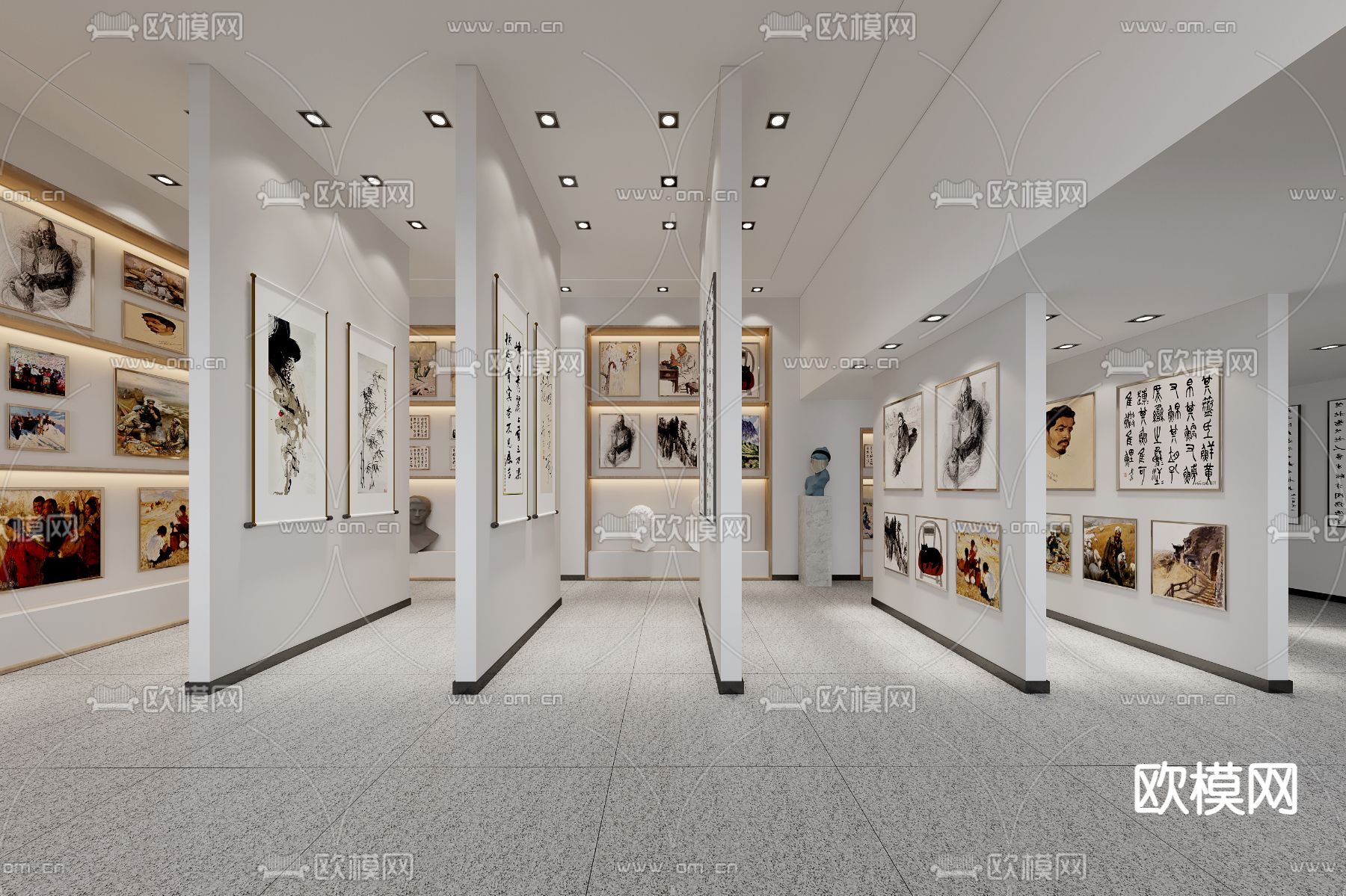 美术馆 美术展厅3d模型下载