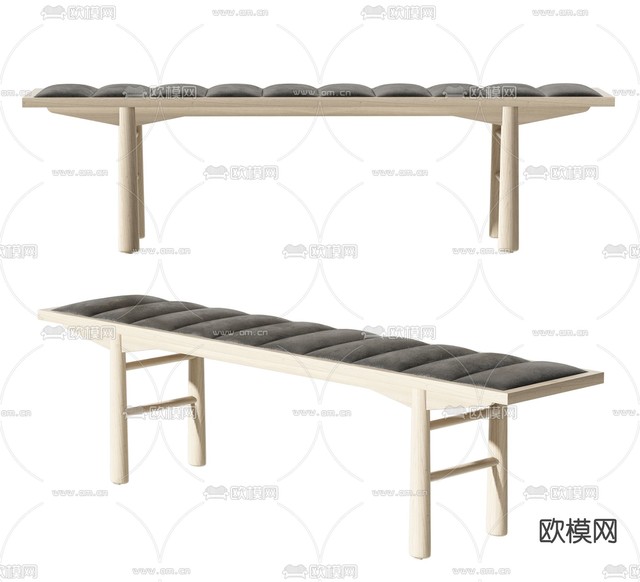 新中式凳子 床尾凳 条凳 长凳3d模型下载