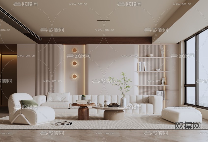 现代客厅3d模型下载