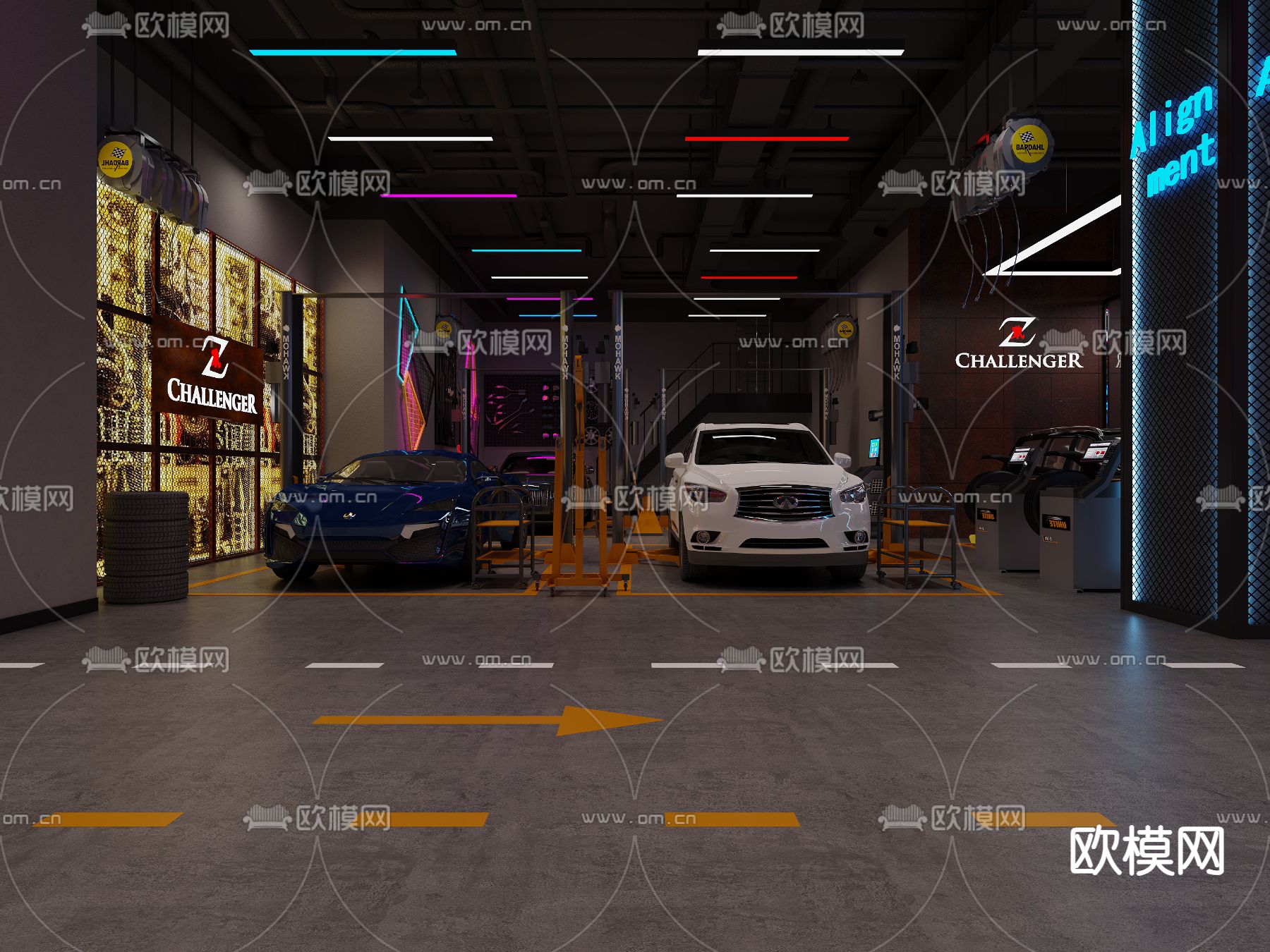 汽车维修店 4s店3d模型下载（渲染图3）
