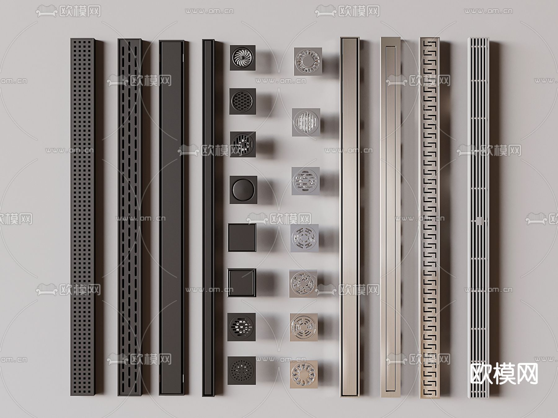 防臭地漏 洗衣机地漏 条形地漏3d模型下载