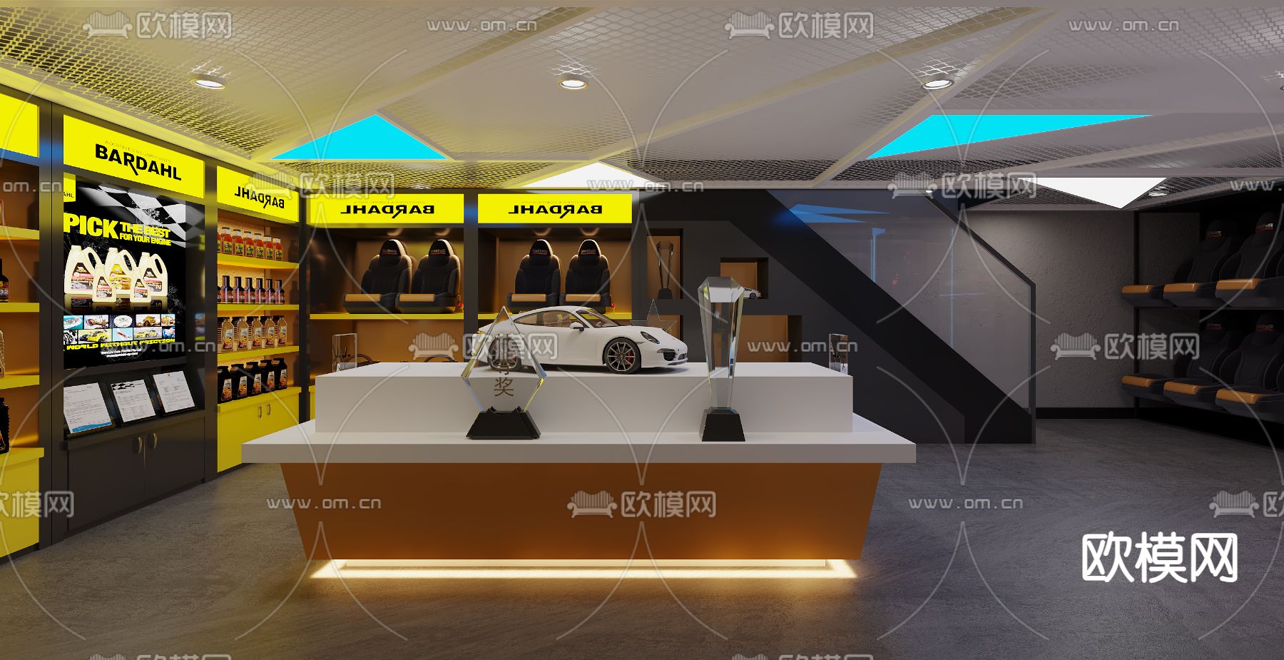 汽车维修店 4s店3d模型下载（渲染图1）