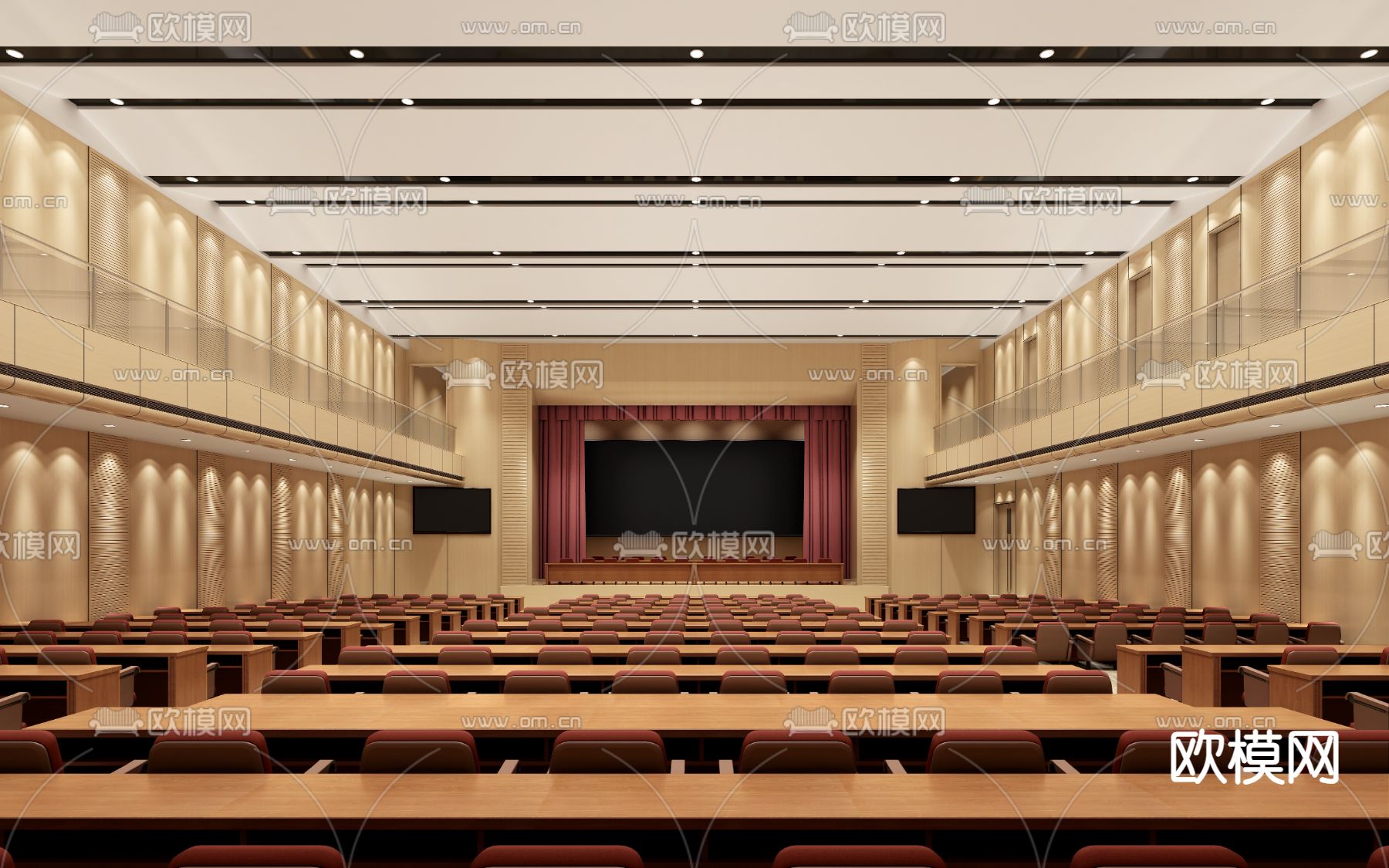 现代报告厅 多功能厅3d模型下载