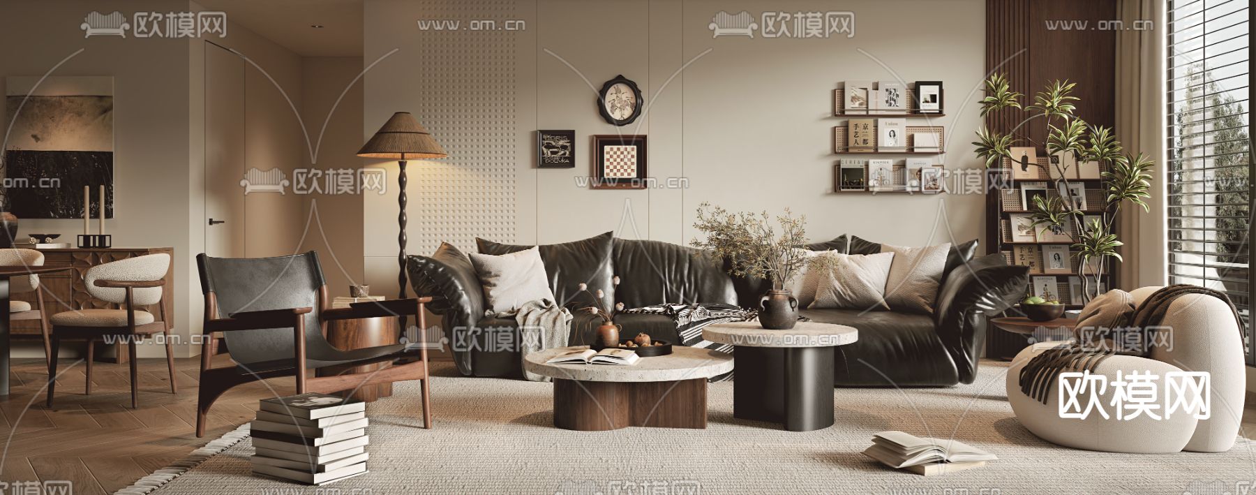 中古风客厅3d模型下载（渲染图2）