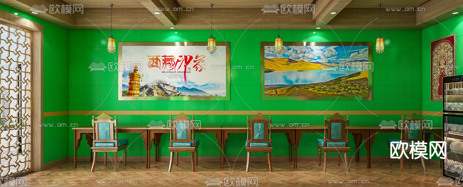 藏式奶茶店3d模型下载（渲染图1）