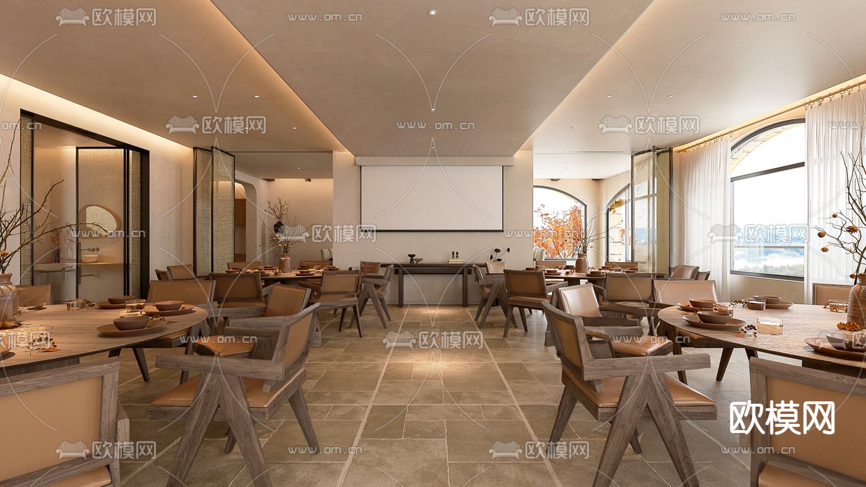 侘寂中餐厅3d模型下载