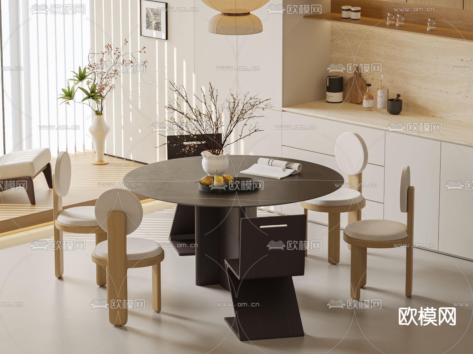 原木风餐厅3d模型下载（渲染图2）