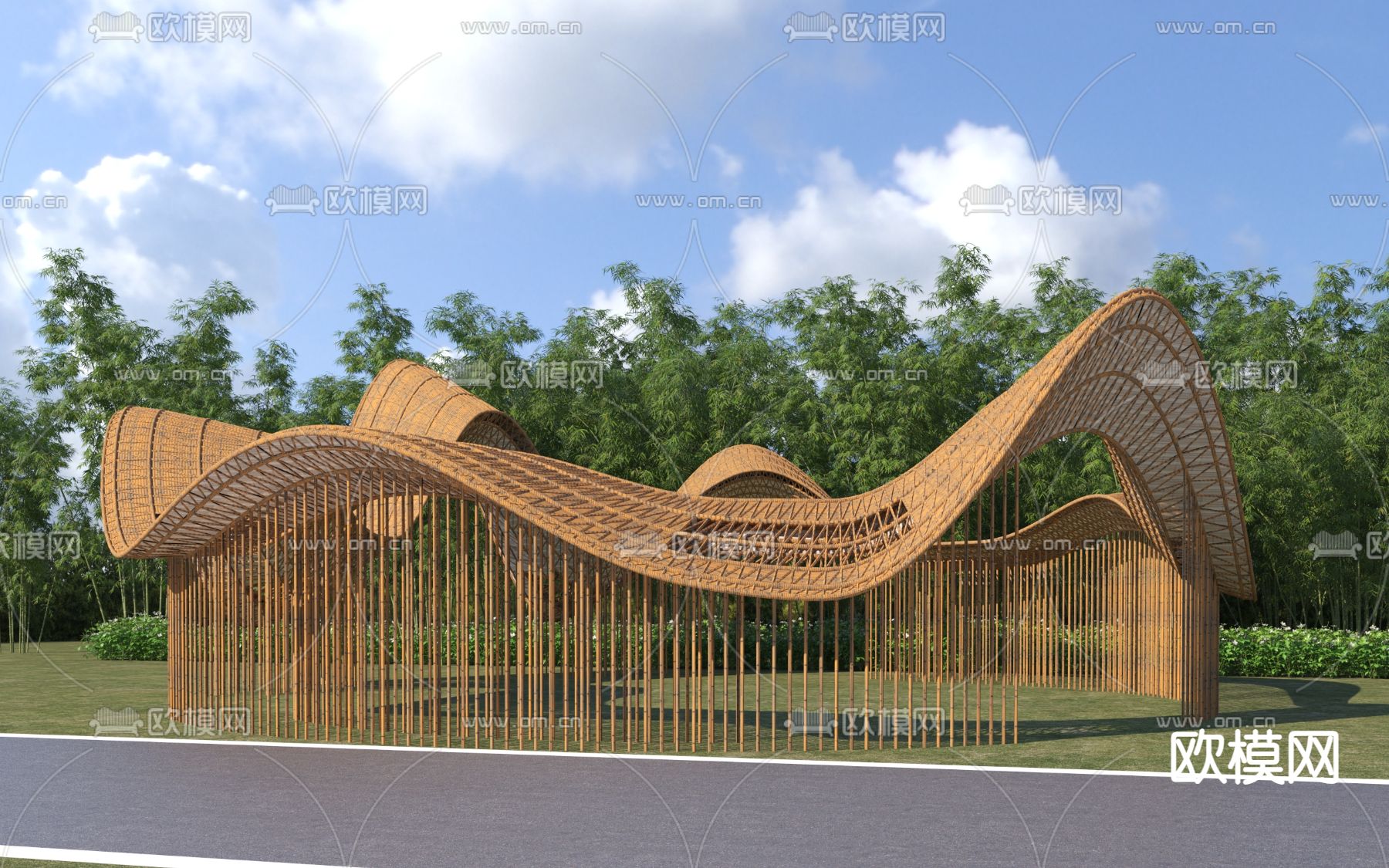 异形廊架 景观廊架3d模型下载