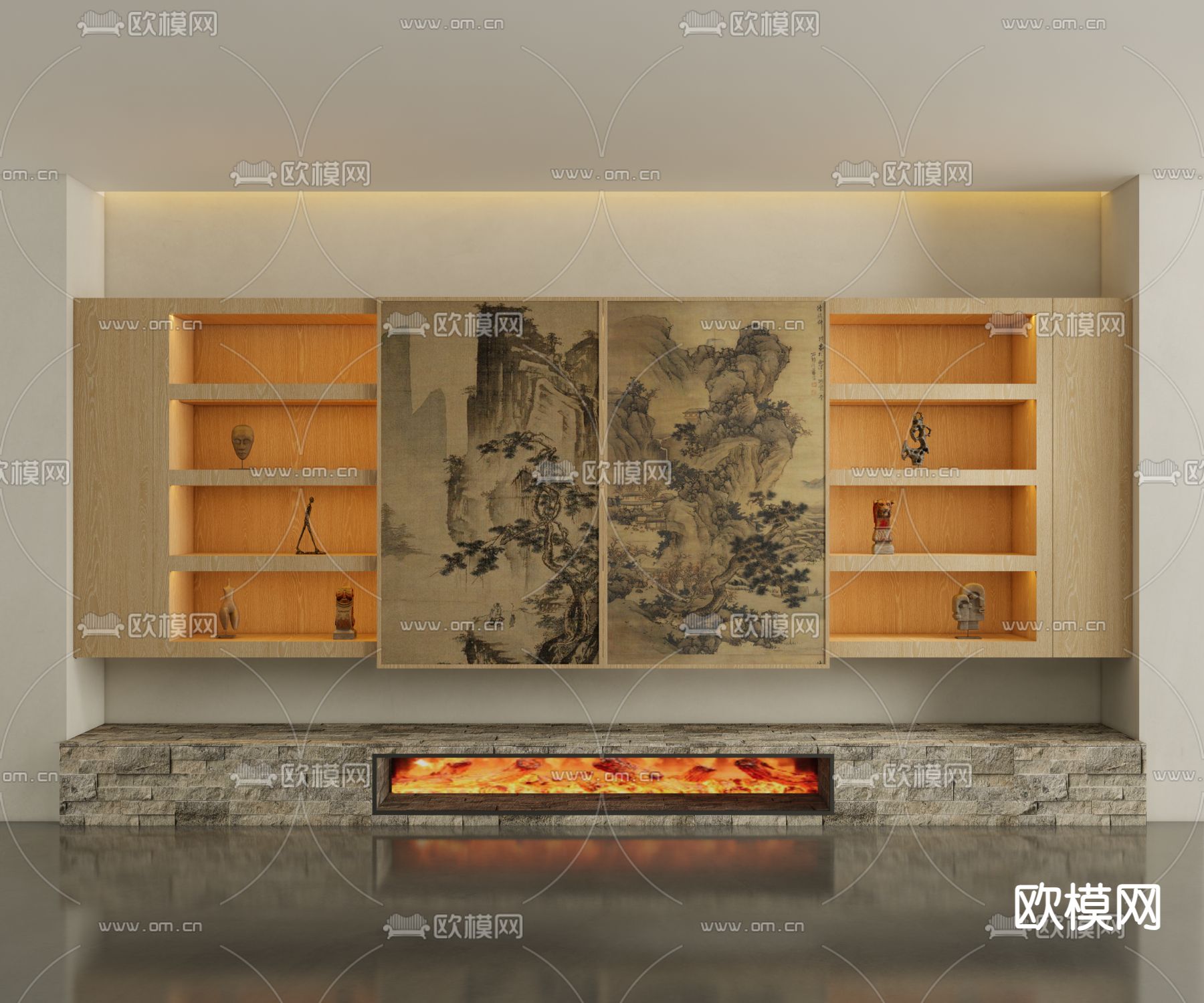 现代茶室茶柜3d模型下载