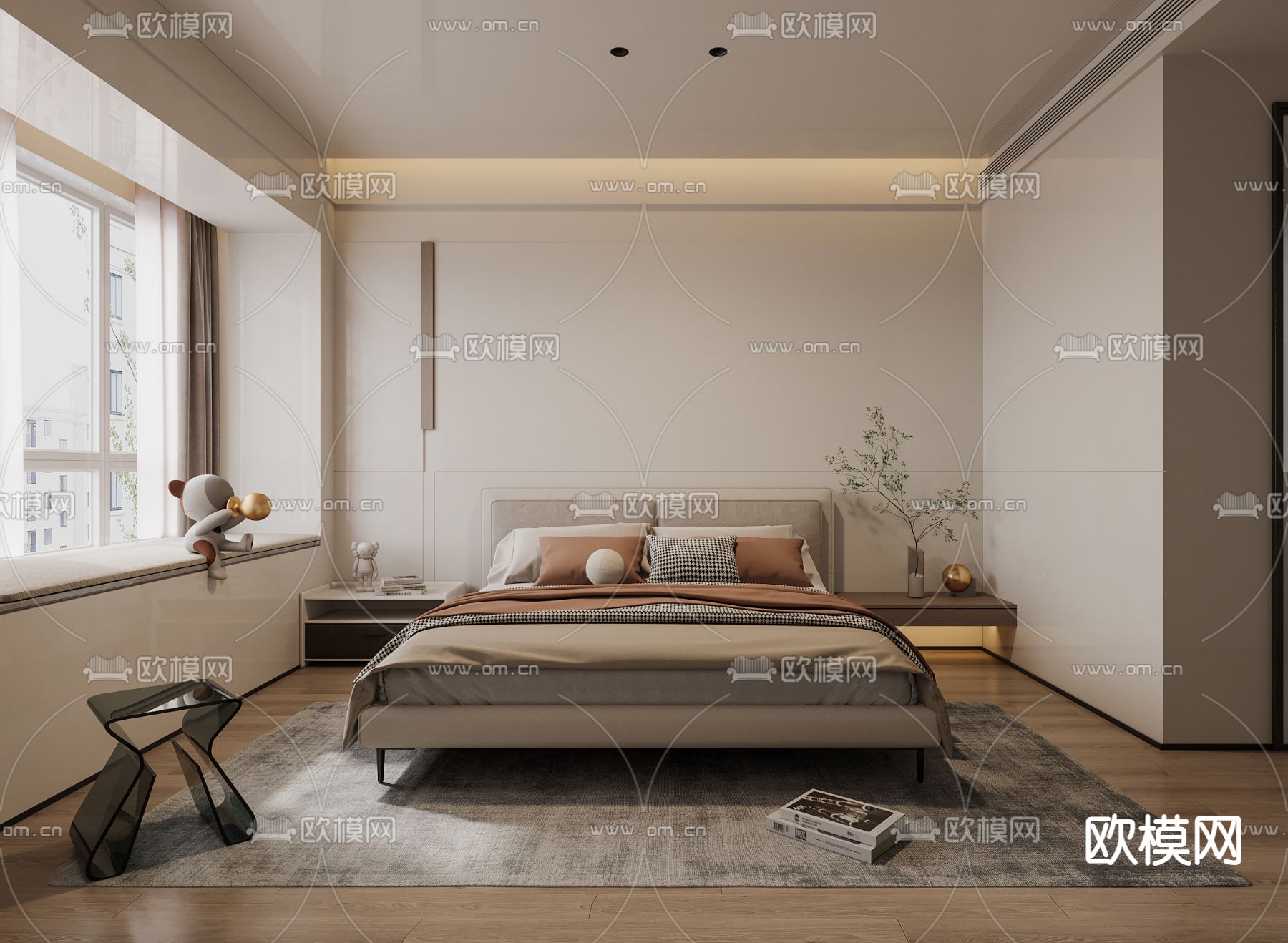 现代卧室 主人房3d模型下载