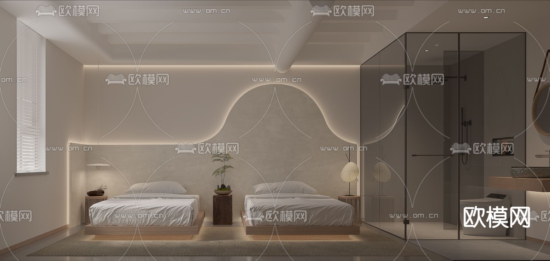 民宿酒店客房3d模型下载