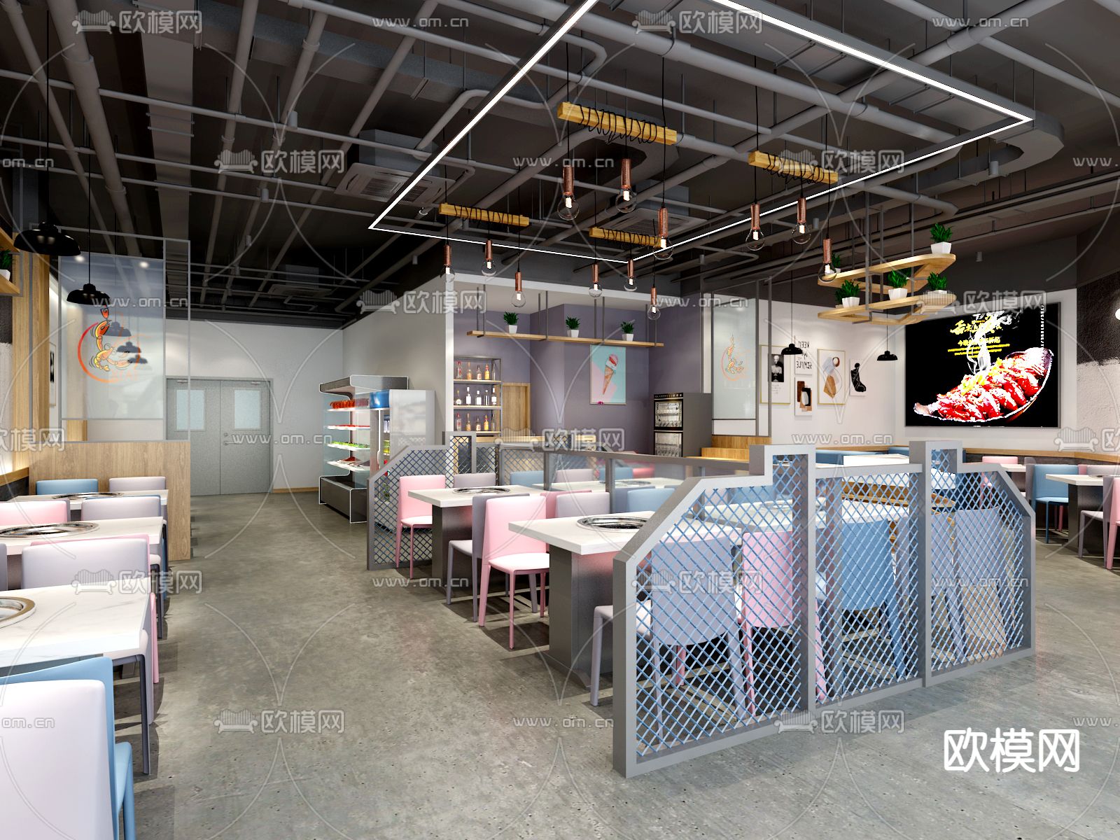 工业风快餐店3d模型下载（渲染图1）