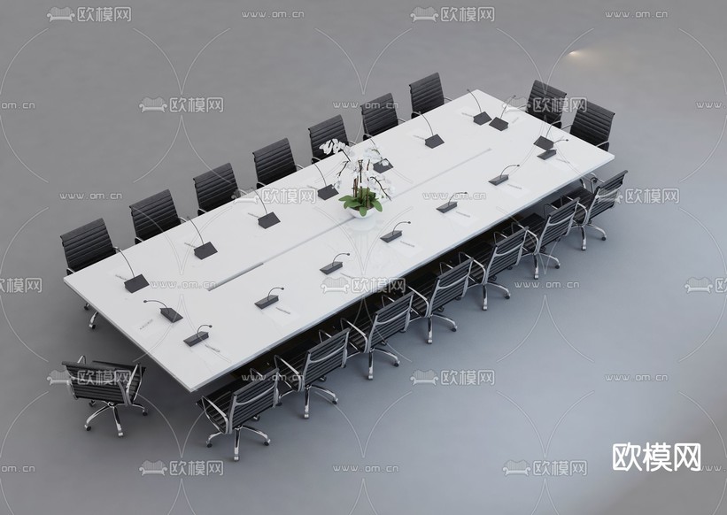 现代会议桌椅3d模型下载