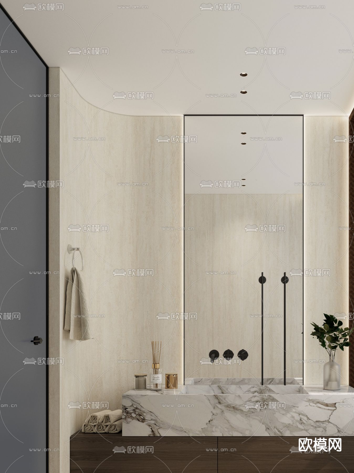 悬空洗手台 洗手盆3d模型下载（渲染图2）