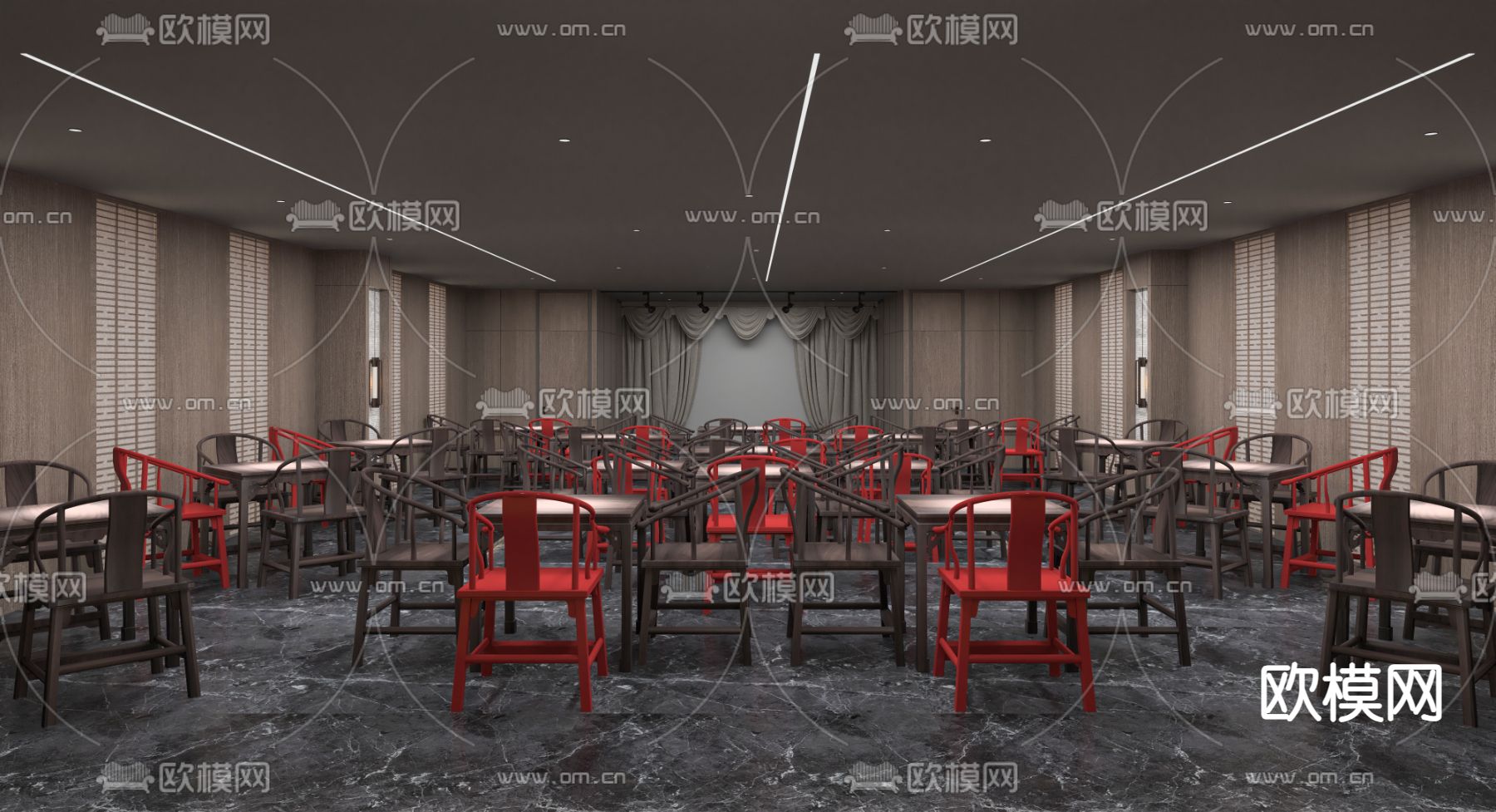 中式相声馆3d模型下载（渲染图2）