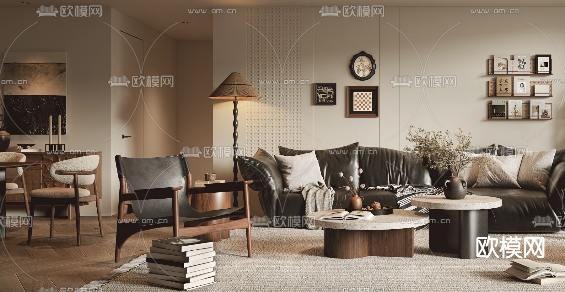 中古风客厅3d模型下载（渲染图3）