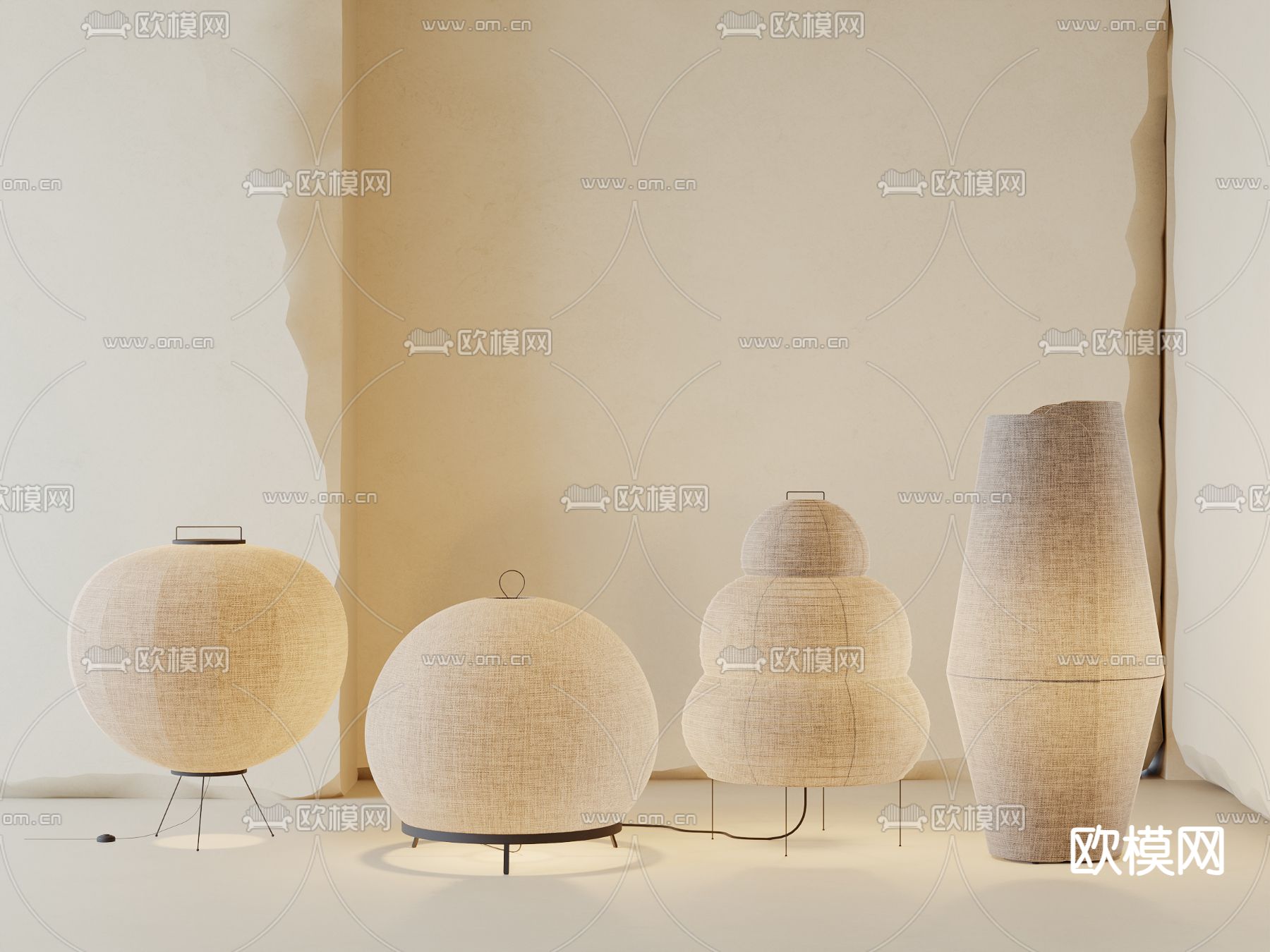 侘寂落地灯3d模型下载