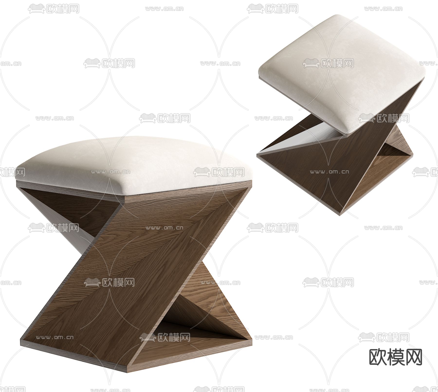 现代矮凳su模型下载（渲染图2）