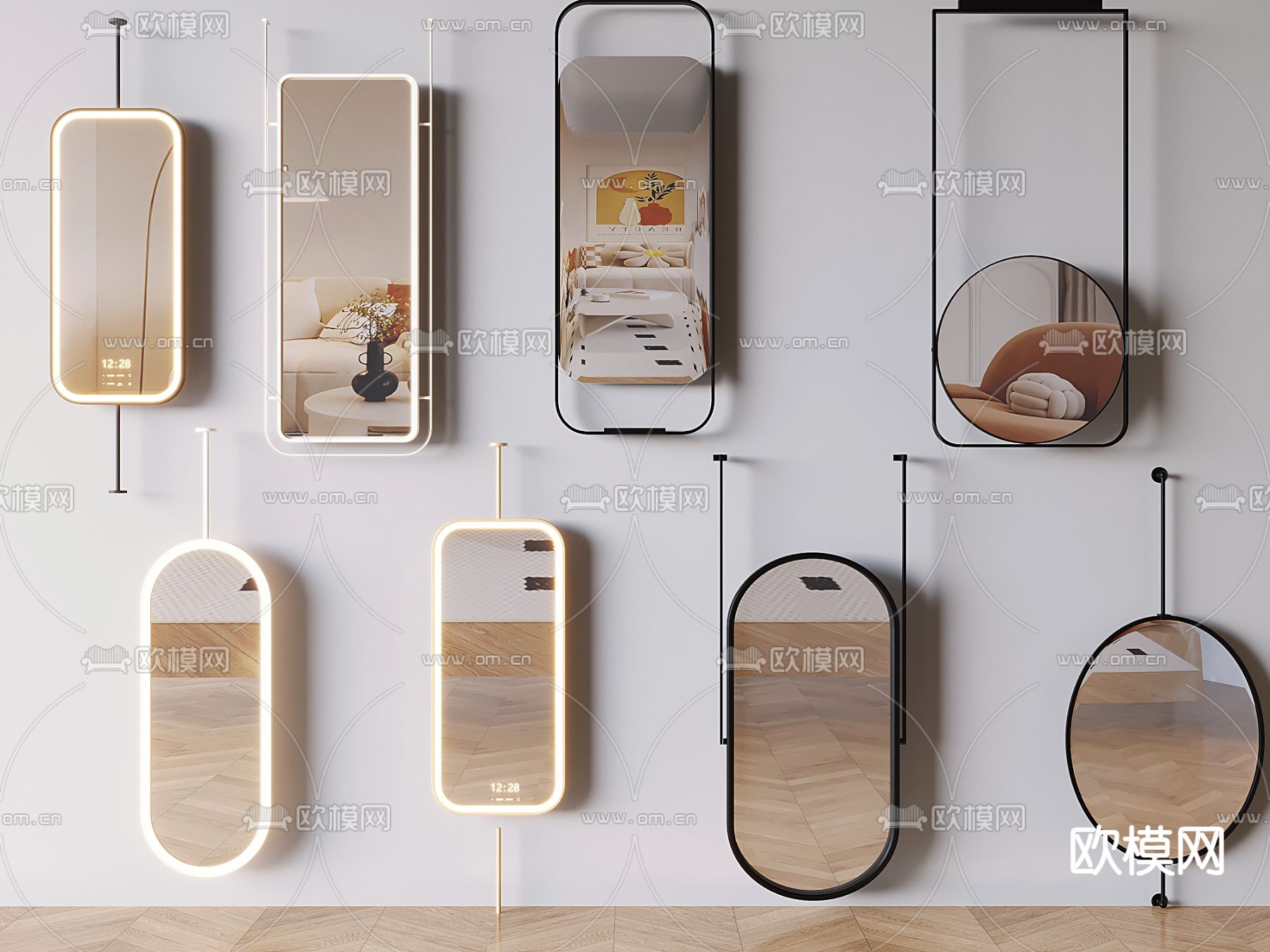 轻奢镜子 穿衣镜 全身镜3d模型下载