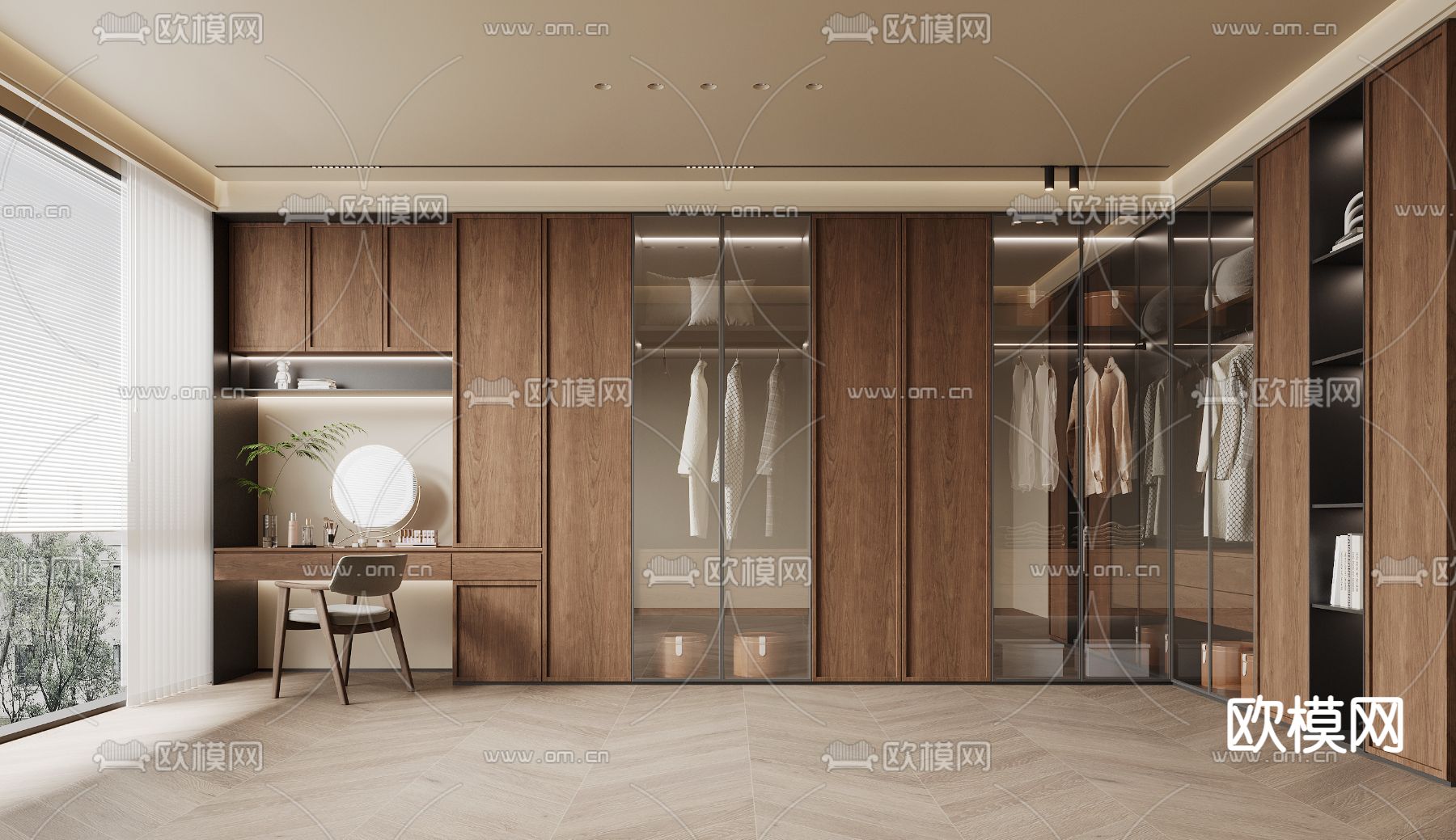 中古风衣帽间3d模型下载