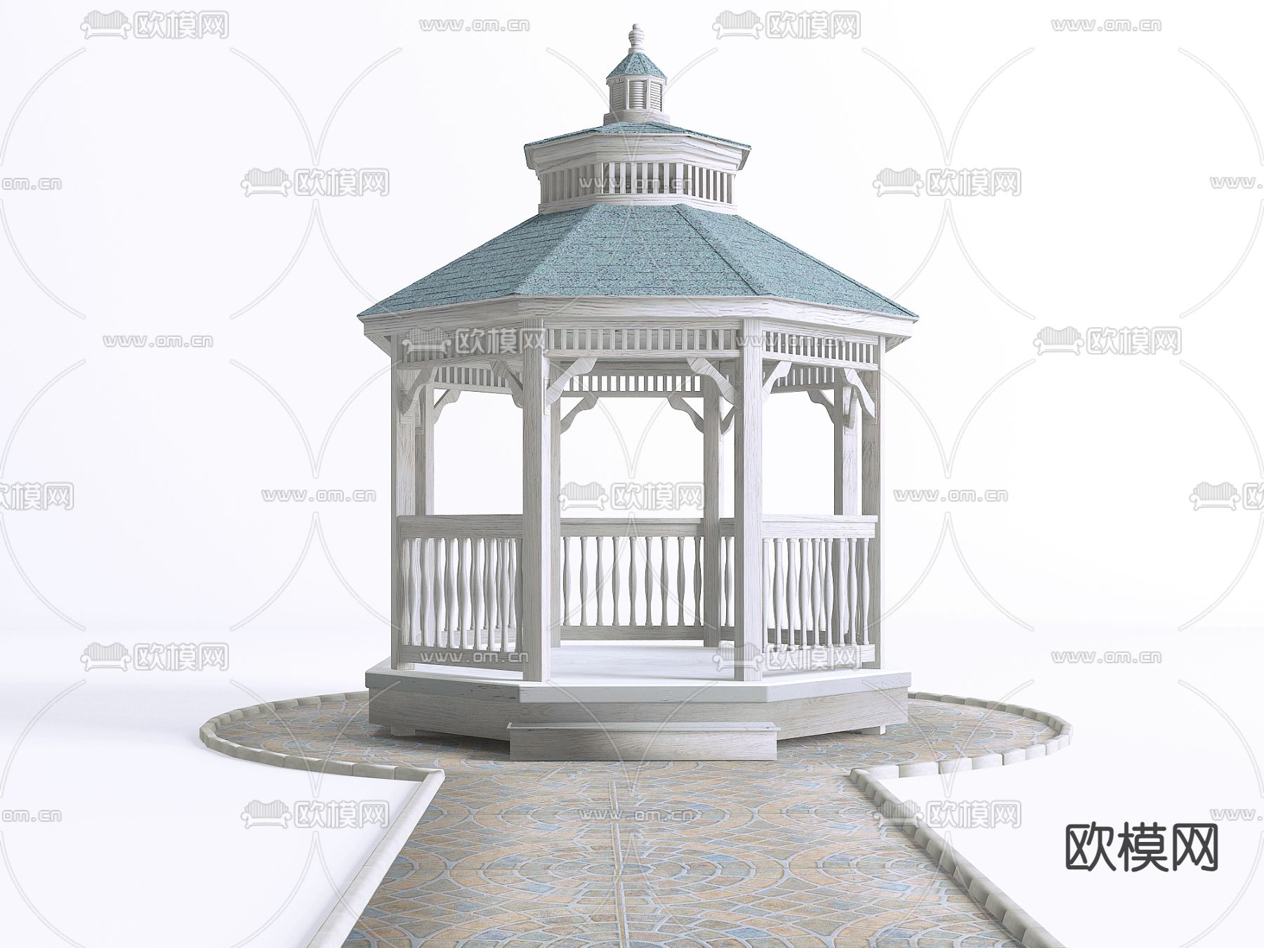 简欧亭子 六角亭3d模型下载