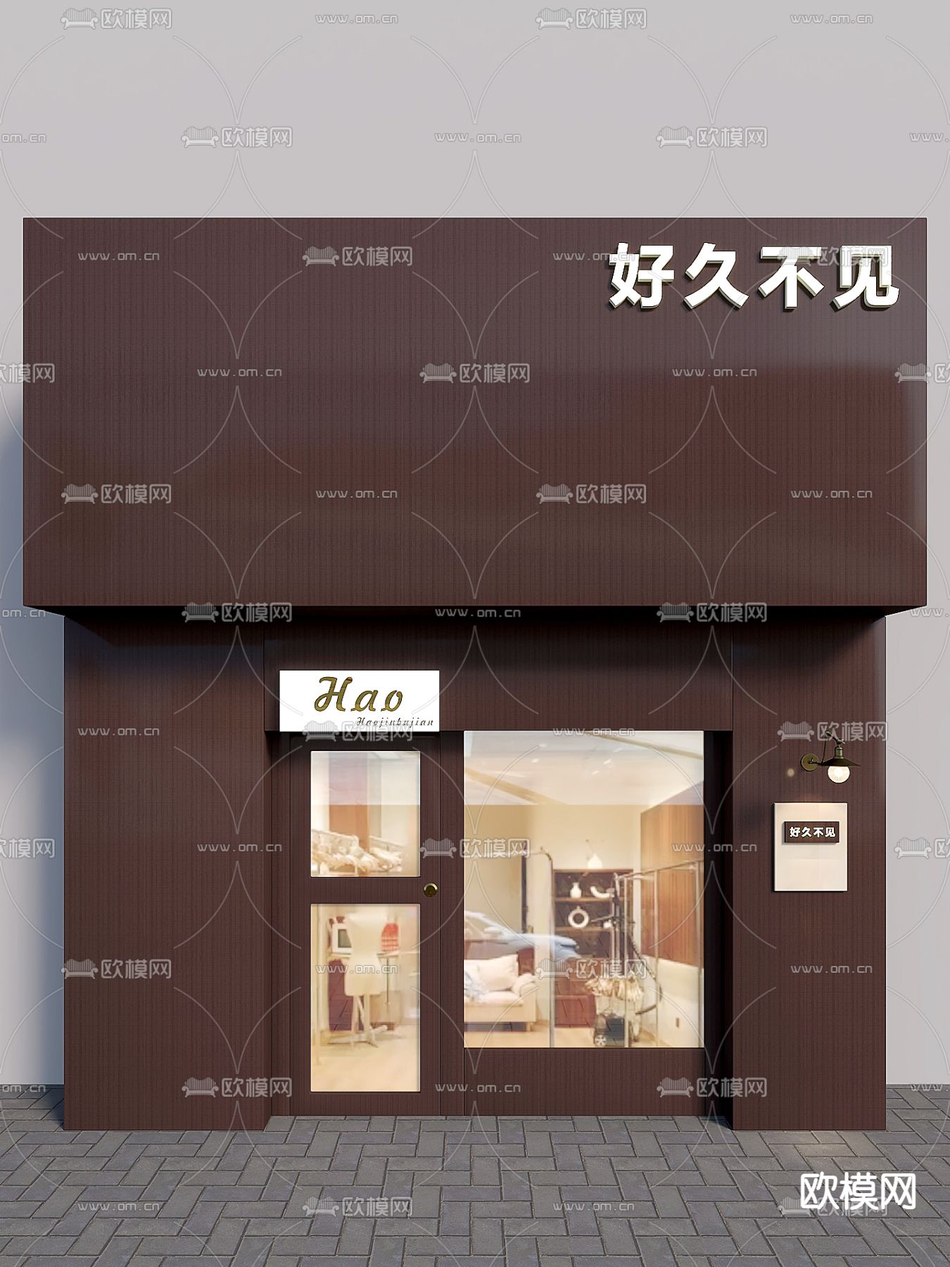 中古风店铺门头 门面3d模型下载（渲染图1）