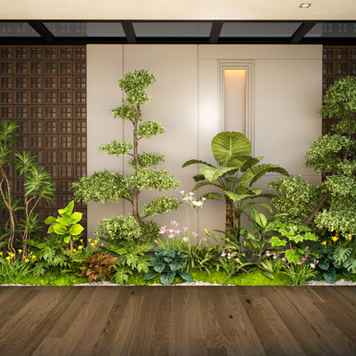  庭院景观小品 植物堆su模型 