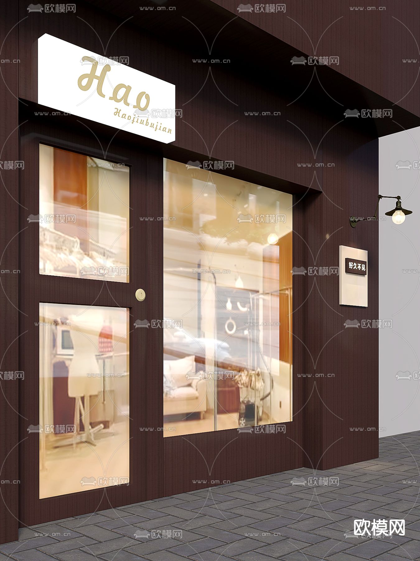中古风店铺门头 门面3d模型下载（渲染图4）