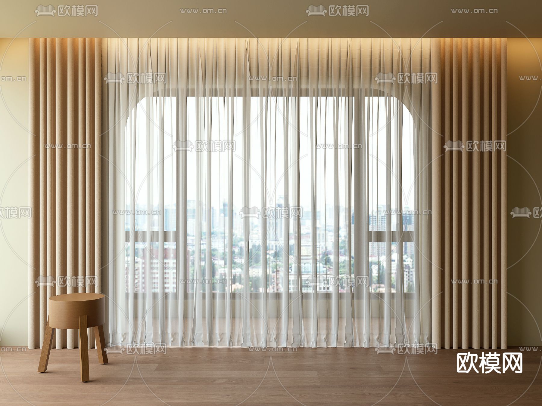 素色窗帘 窗纱3d模型下载