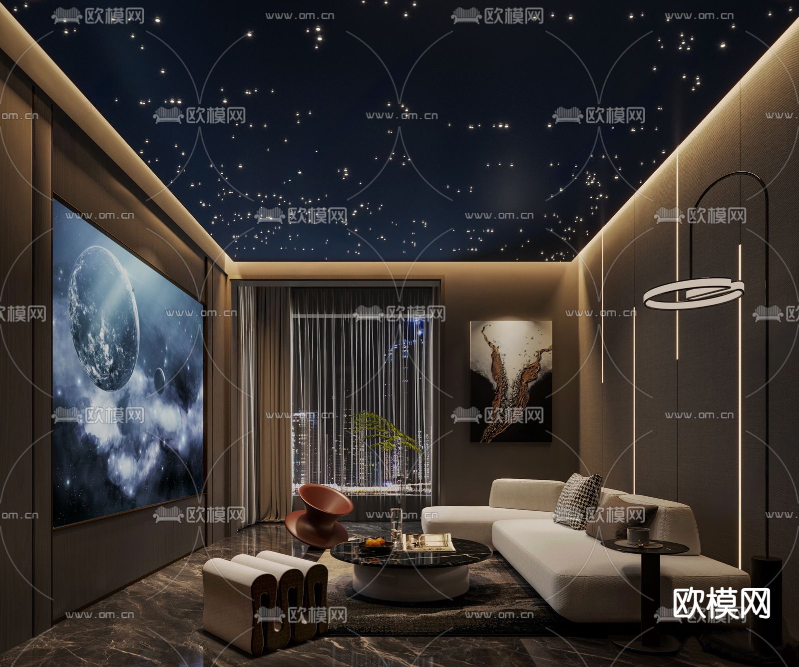 现代影音室 视听室3d模型下载