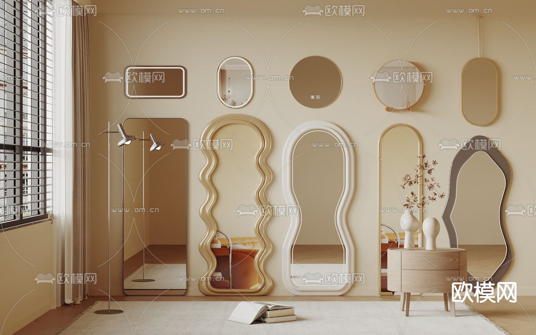 全身镜 异形镜子3d模型下载