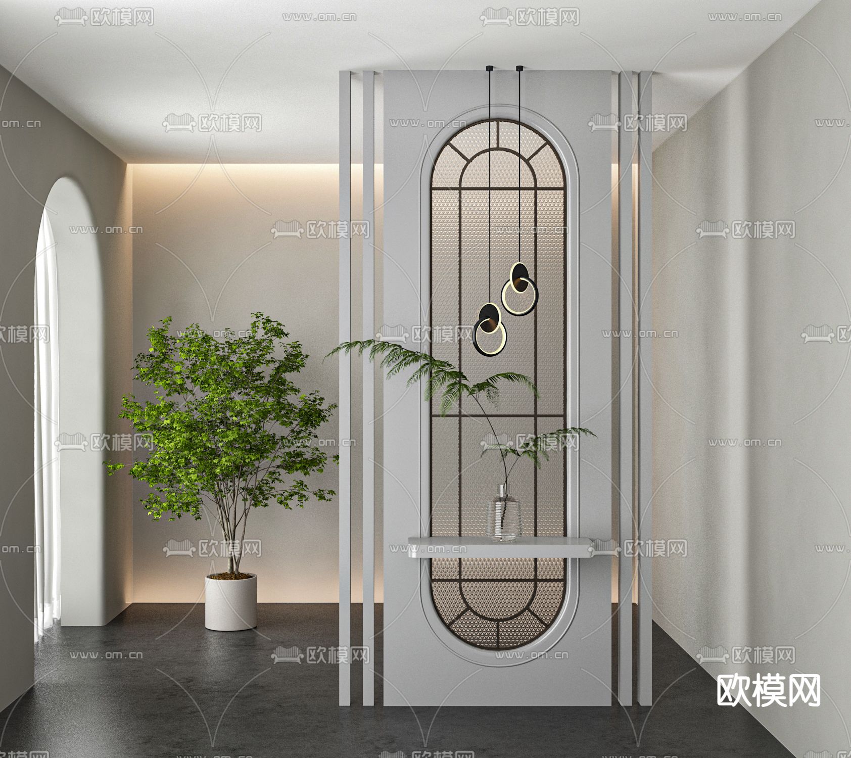 法式玻璃隔断3d模型下载