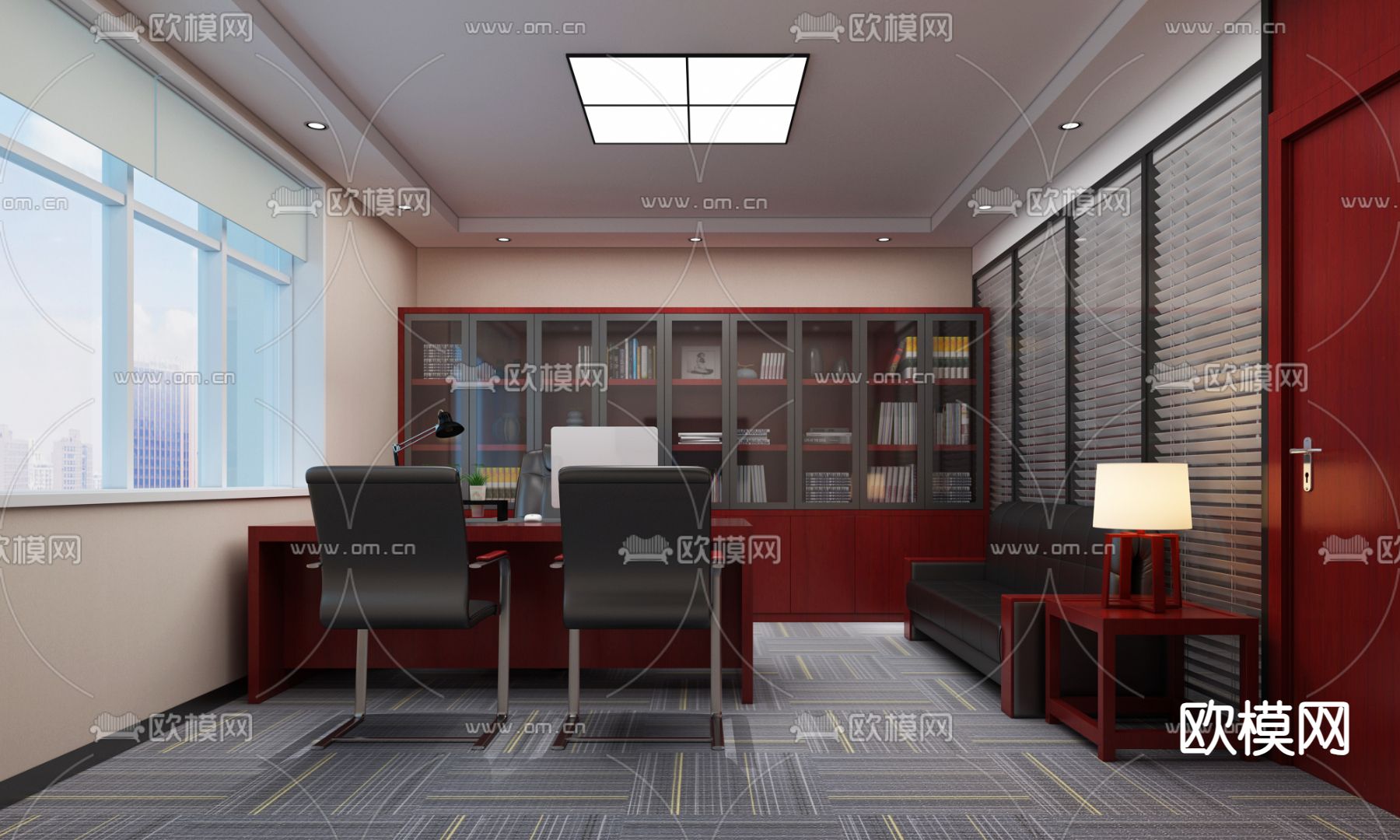 中式总监办公室3d模型下载