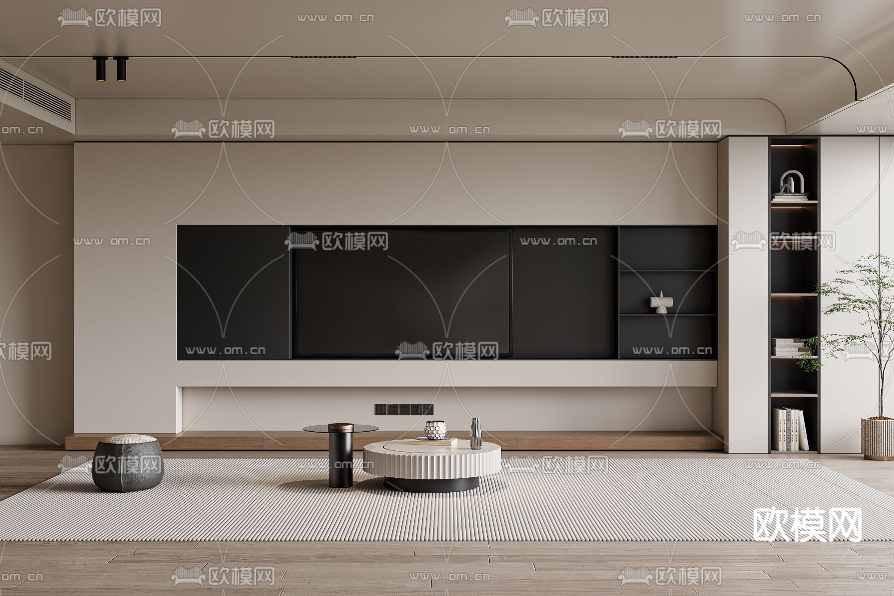 电视背景3d模型下载